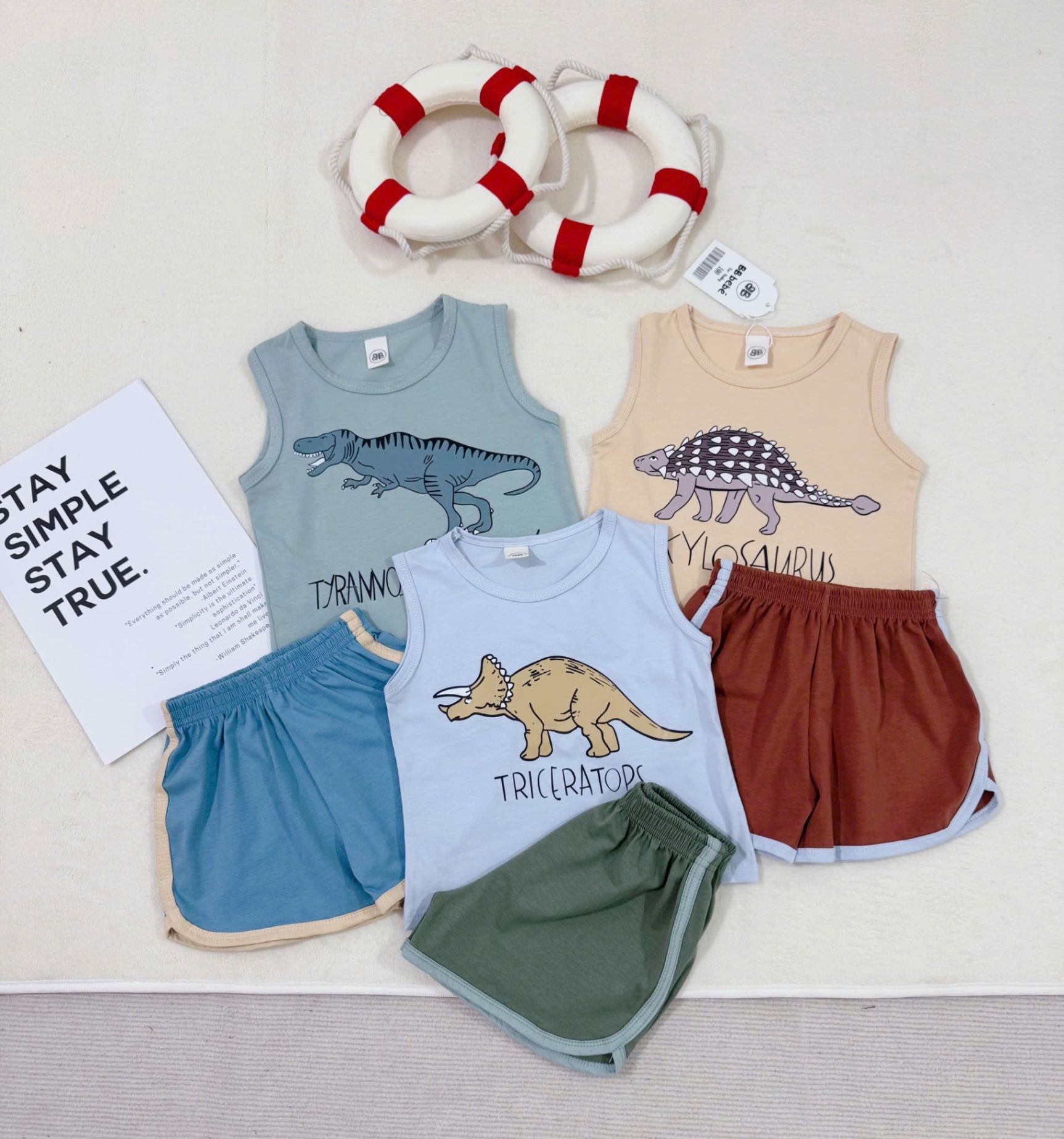 T653 - SET 3 BỘ ĐÙI BÉ TRAI BA LỖ KHỦNG LONG TYRA QUẦN VIỀN