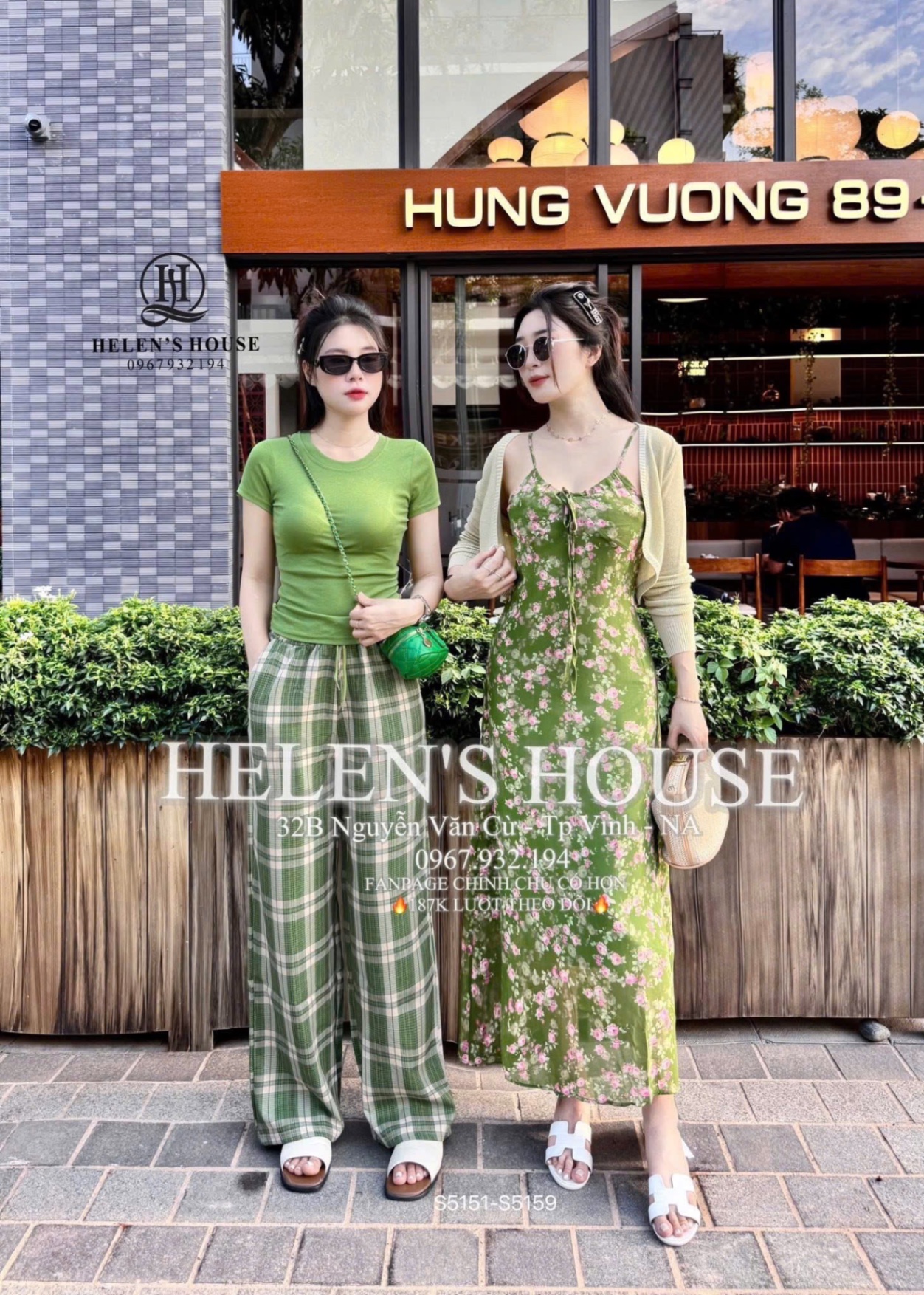 S969 - BỘ NỮ ÁO ZIP XANH QUẦN SUÔNG KẺ