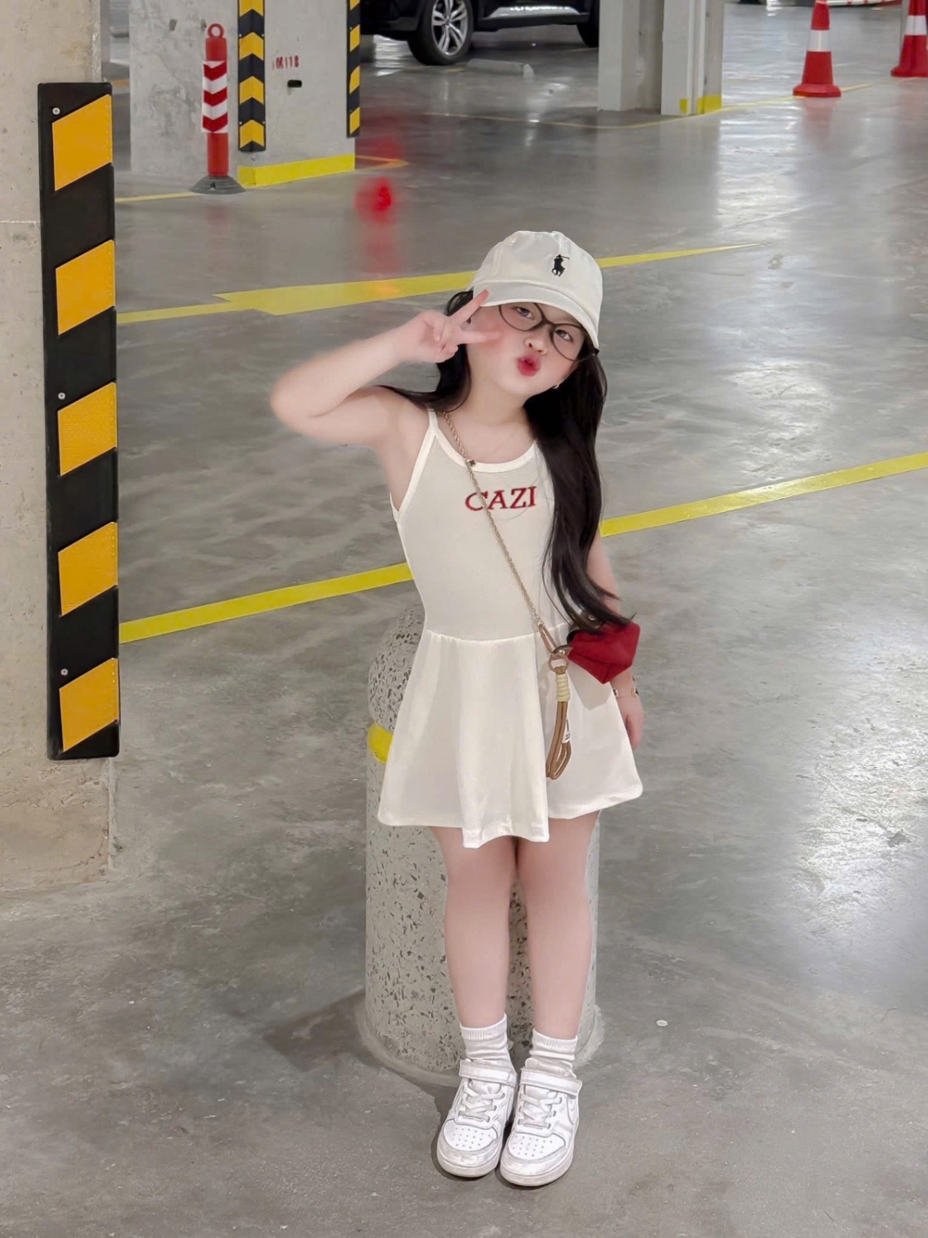 VB537 - SET 2 VÁY BÉ GÁI 2S LEN TĂM CAZI đỏ trắng