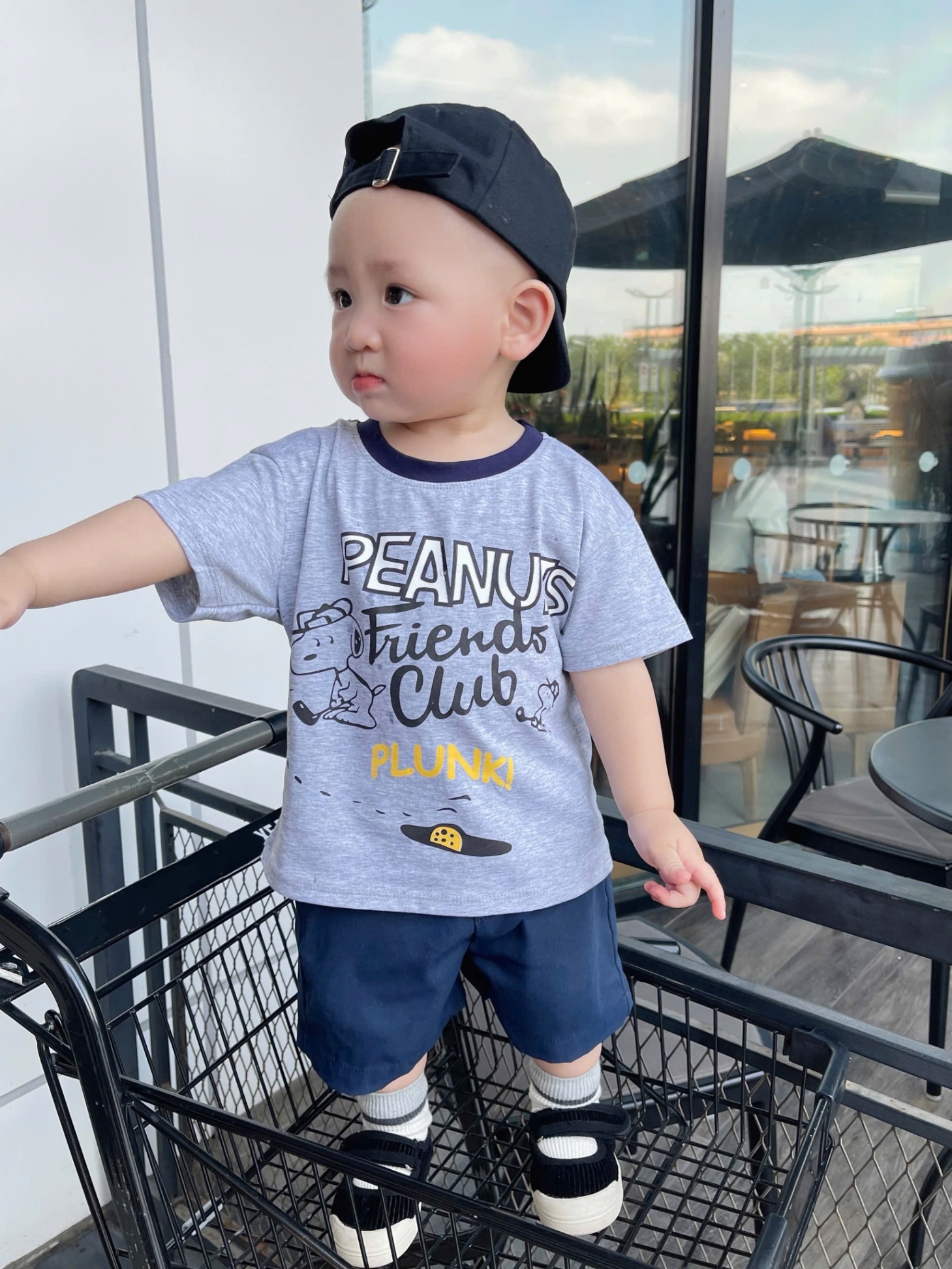 AB717 - SET 3 ÁO BÉ TRAI CỘC CHÓ PEANUTS than ghi trắng