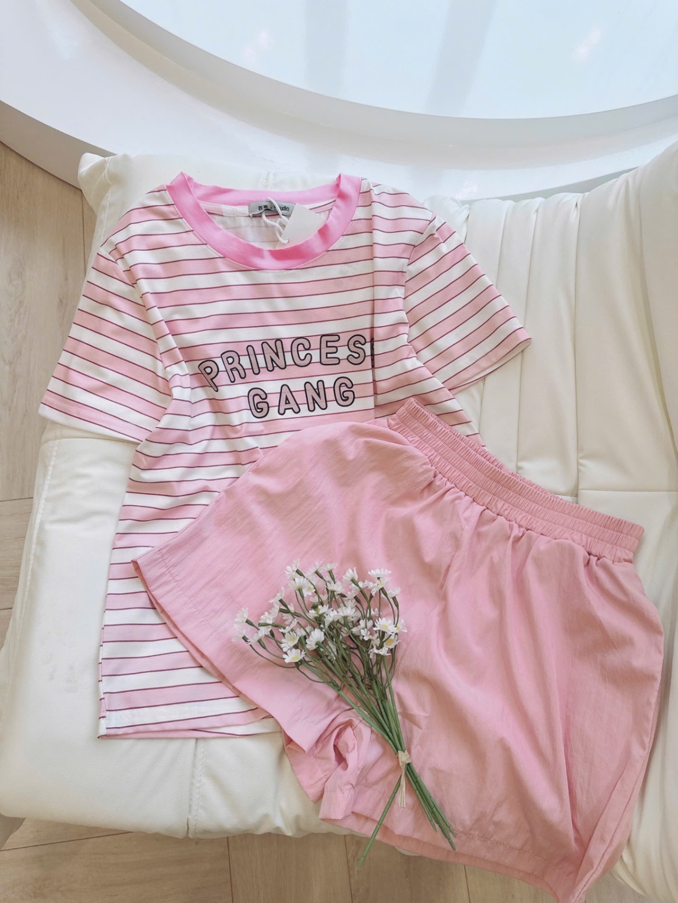 S979 - BỘ ĐÙI NỮ ÁO KẺ NGANG PRINCESS QUẦN HỒNG