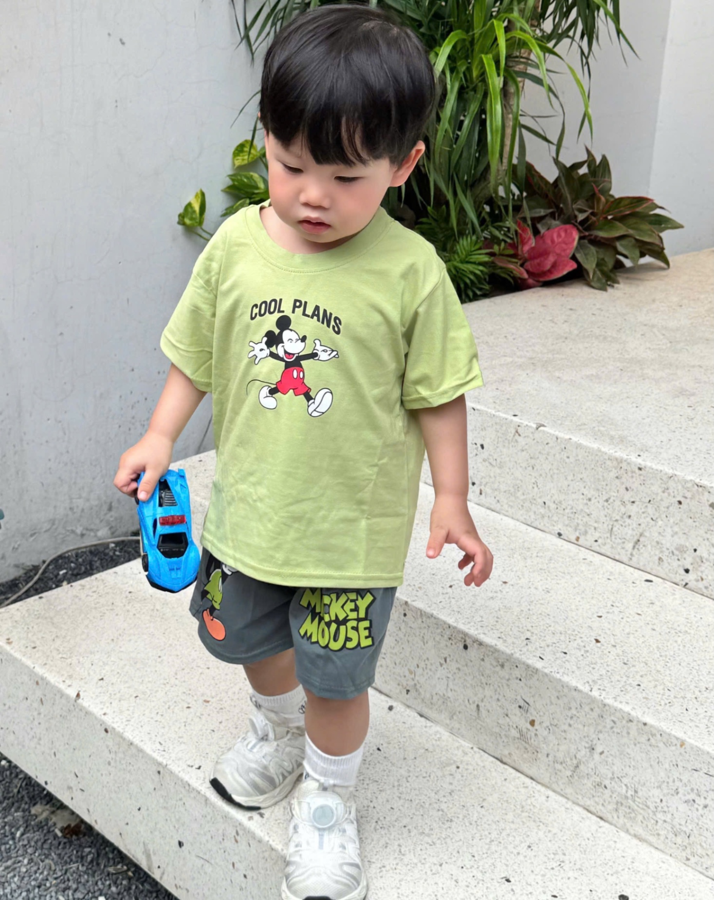 T659 - BỘ ĐÙI BÉ TRAI ÁO XANH MICKEY COOL PLANS QUẦN XÁM