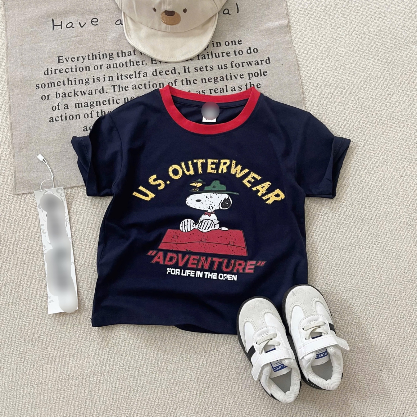 AB717 - SET 3 ÁO BÉ TRAI CỘC CHÓ PEANUTS than ghi trắng