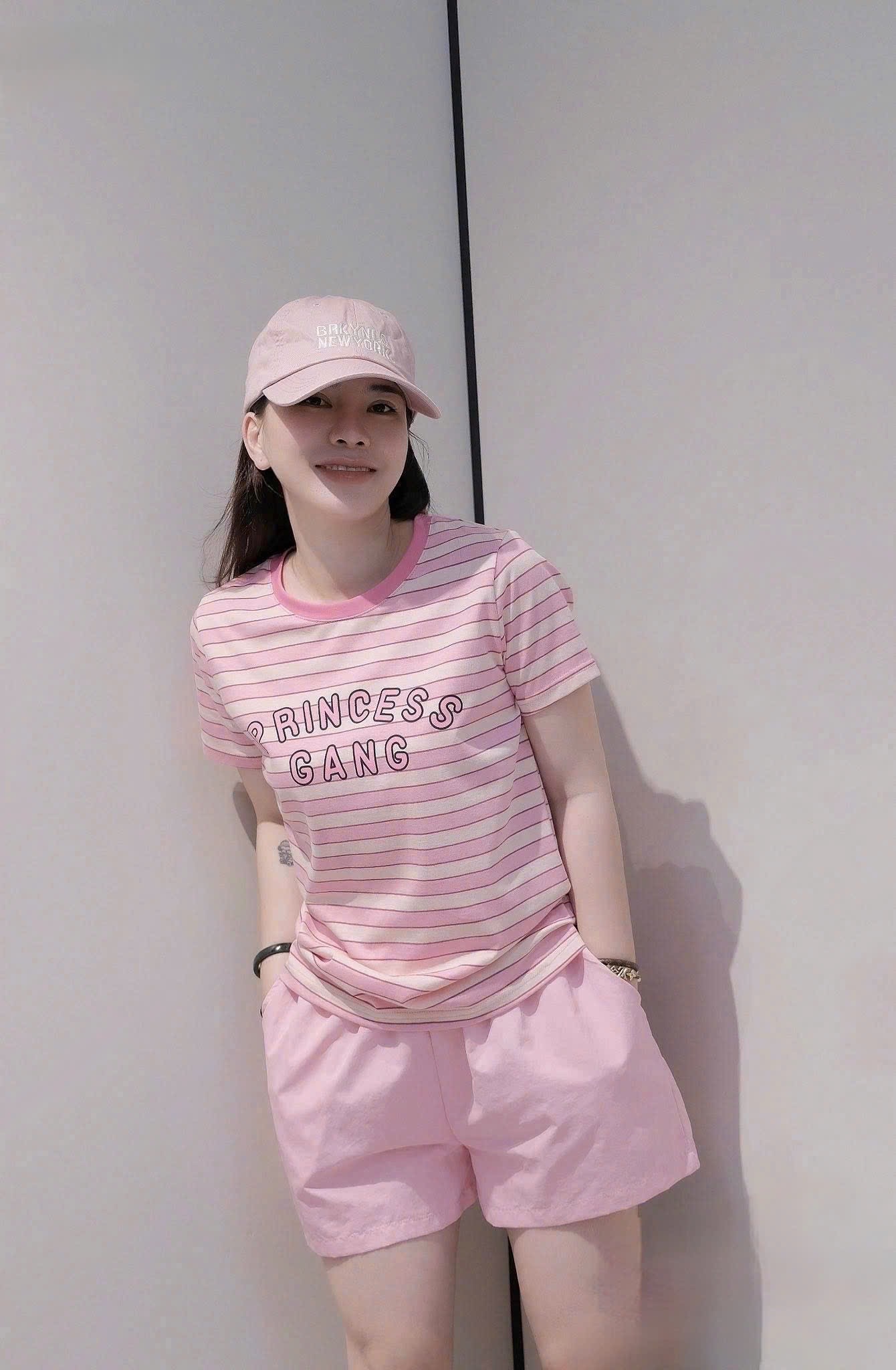 S979 - BỘ ĐÙI NỮ ÁO KẺ NGANG PRINCESS QUẦN HỒNG