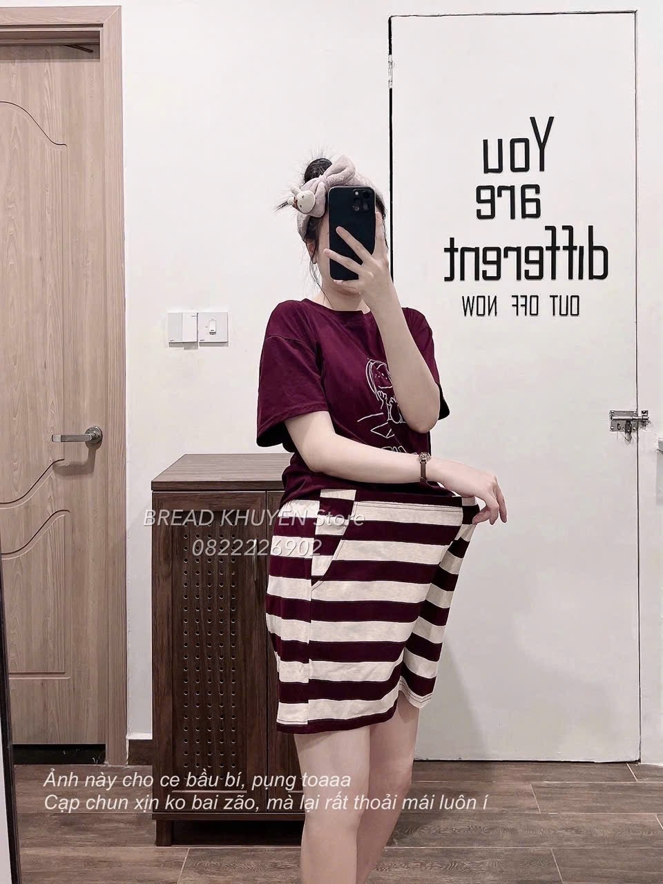 S976 - BỘ ĐÙI NỮ ÁO MẬN PEANUTS QUẦN KẺ NGANG