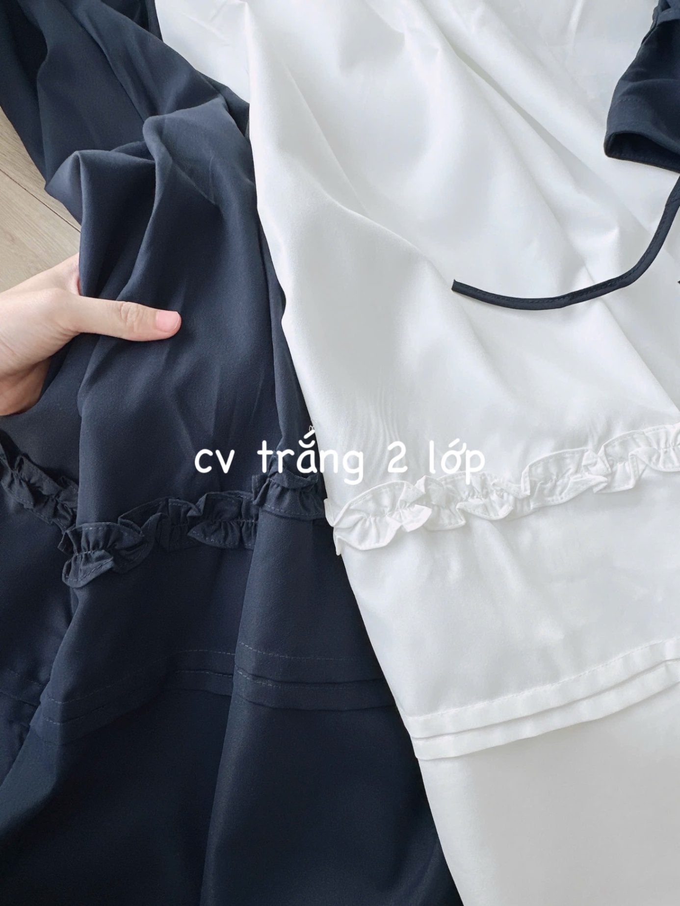 S980 - SET NỮ ÁO TAY BỒNG NHÚN SƯỜN CVAY BÈO DÀI