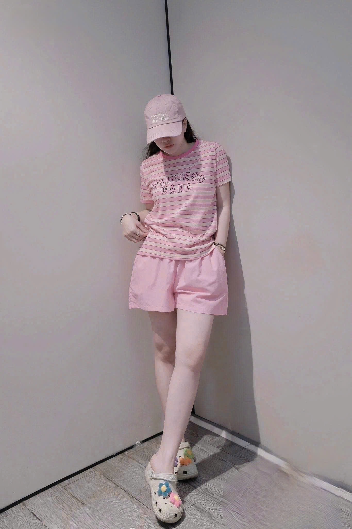S979 - BỘ ĐÙI NỮ ÁO KẺ NGANG PRINCESS QUẦN HỒNG