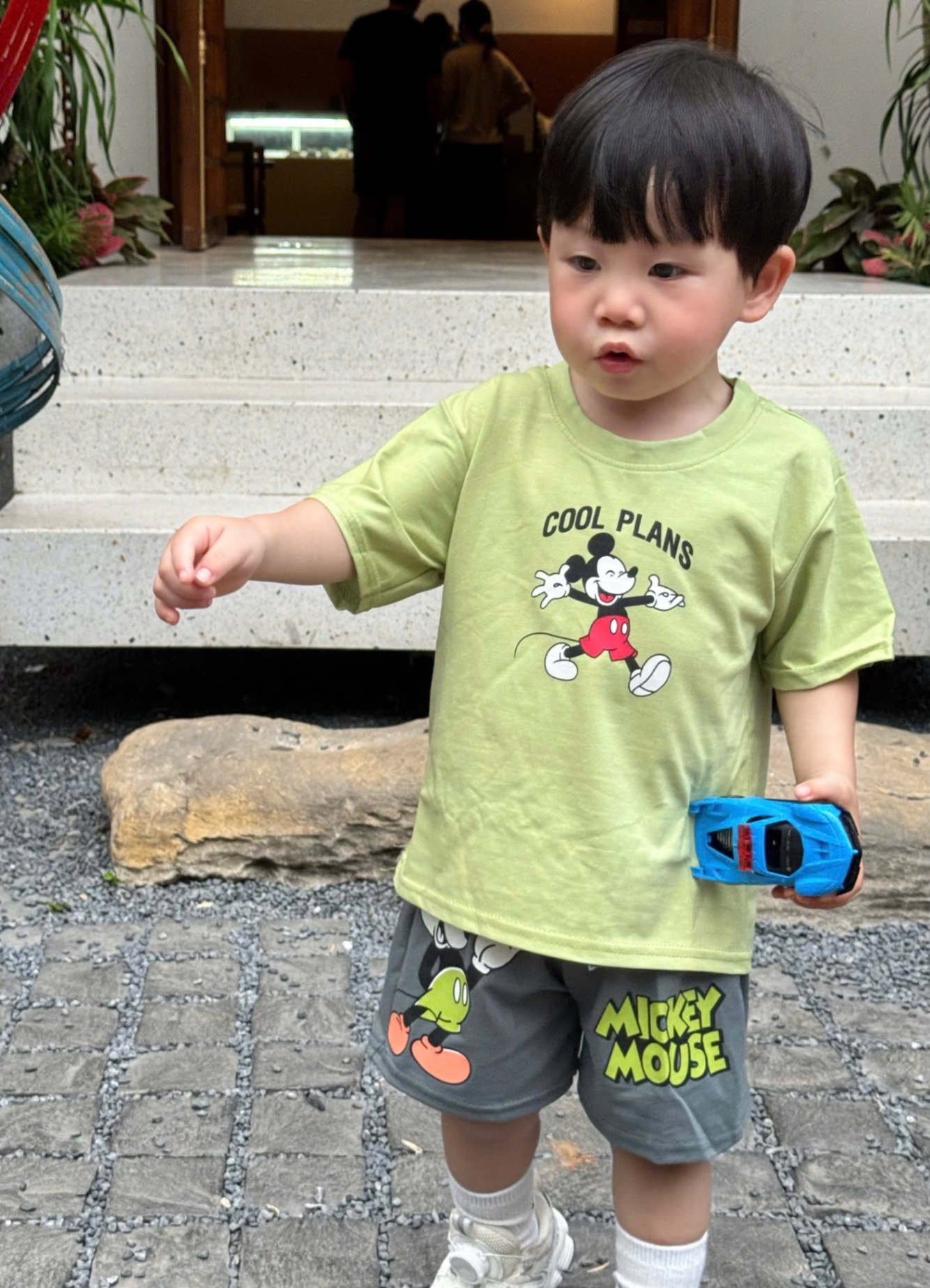 T659 - BỘ ĐÙI BÉ TRAI ÁO XANH MICKEY COOL PLANS QUẦN XÁM