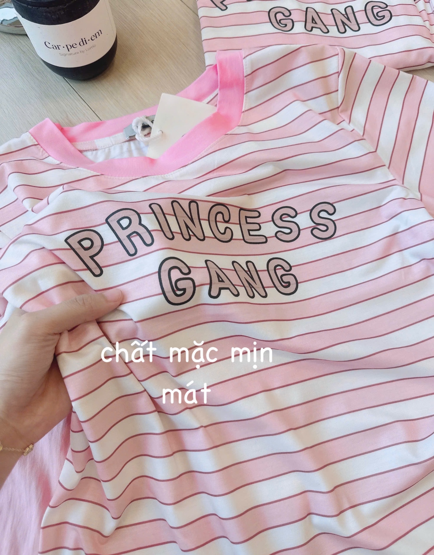 S979 - BỘ ĐÙI NỮ ÁO KẺ NGANG PRINCESS QUẦN HỒNG