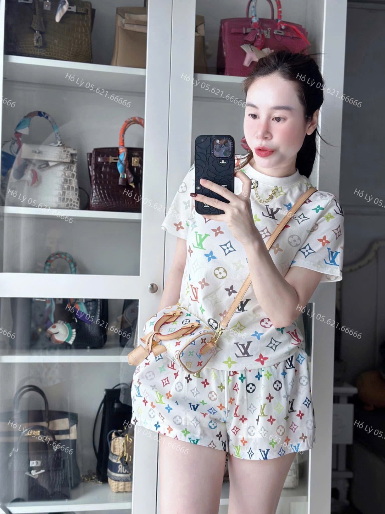 T657 - BỘ ĐÙI ĐÔI MẸ BÉ MÀU TRẮNG LV SẮC MÀU