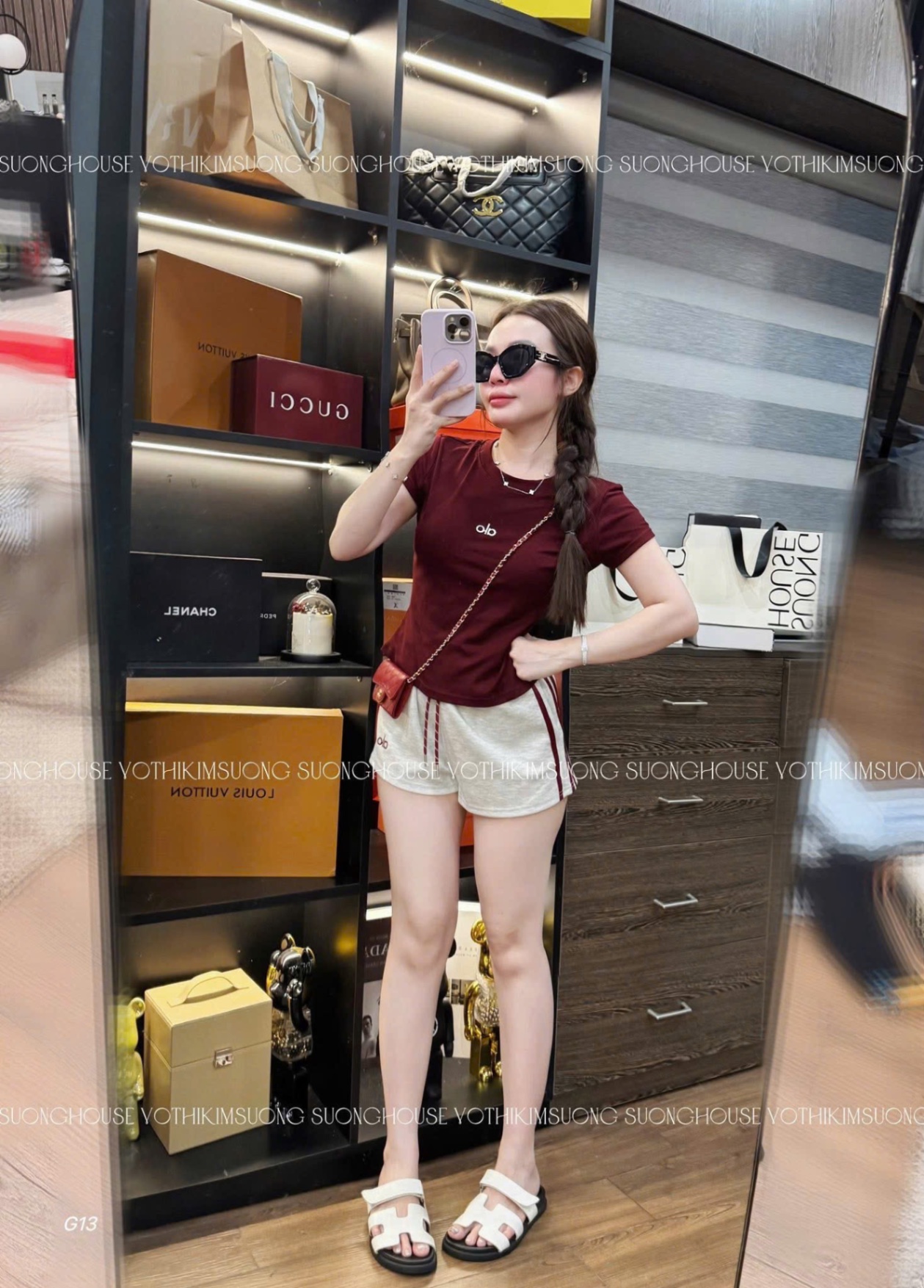 S973 - BỘ ĐÙI NỮ ÁO ĐỎ alo QUẦN XÁM VIỀN