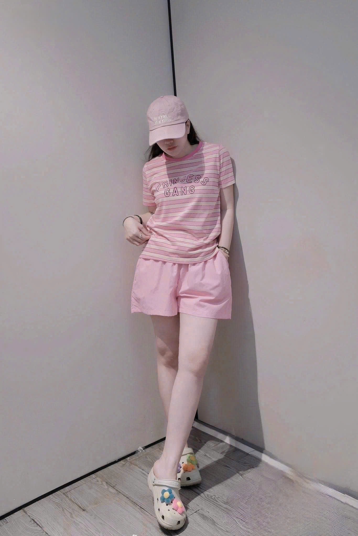 S979 - BỘ ĐÙI NỮ ÁO KẺ NGANG PRINCESS QUẦN HỒNG