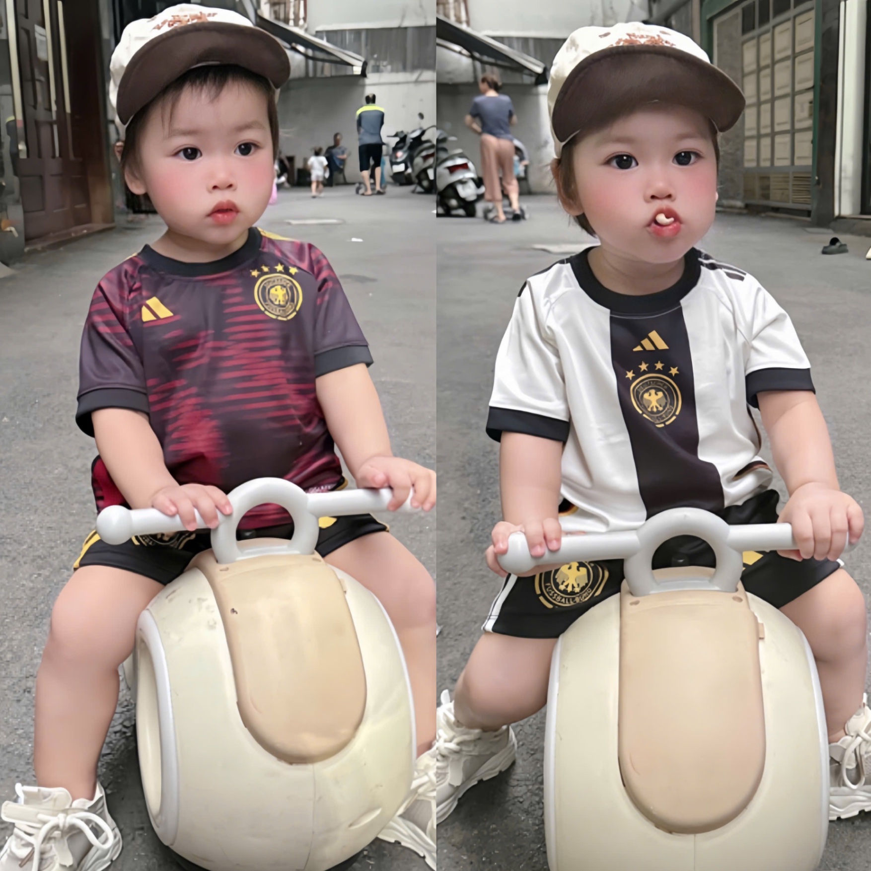 T661 - SET 2 BỘ ĐÙI BÉ TRAI THỂ THAO PHỐI VIỀN LOANG ĐỎ ĐEN