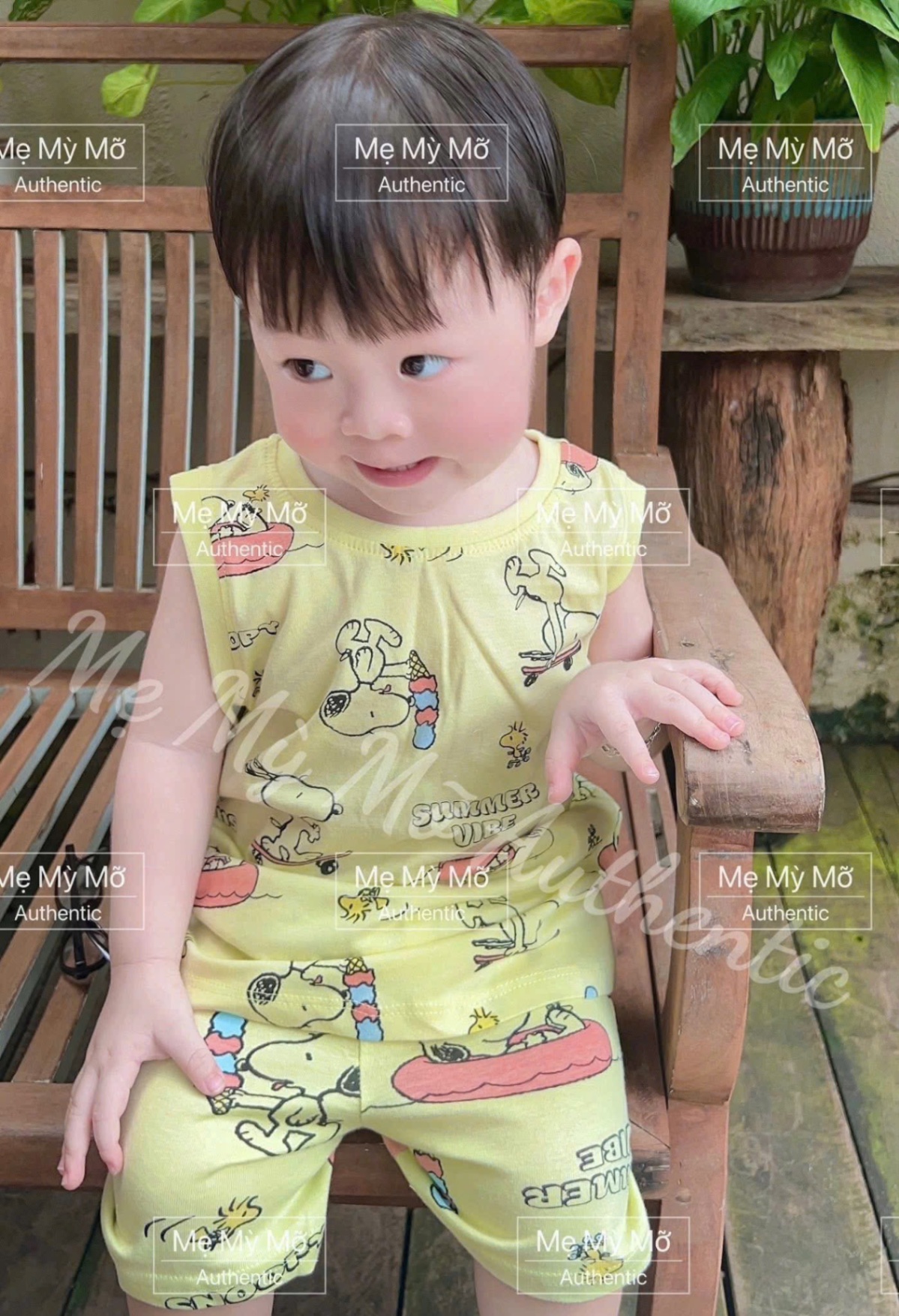 T663 - SET 2 BỘ ĐÙI BÉ TRAI BA LỖ SNOOPY TRÀN vàng xanh