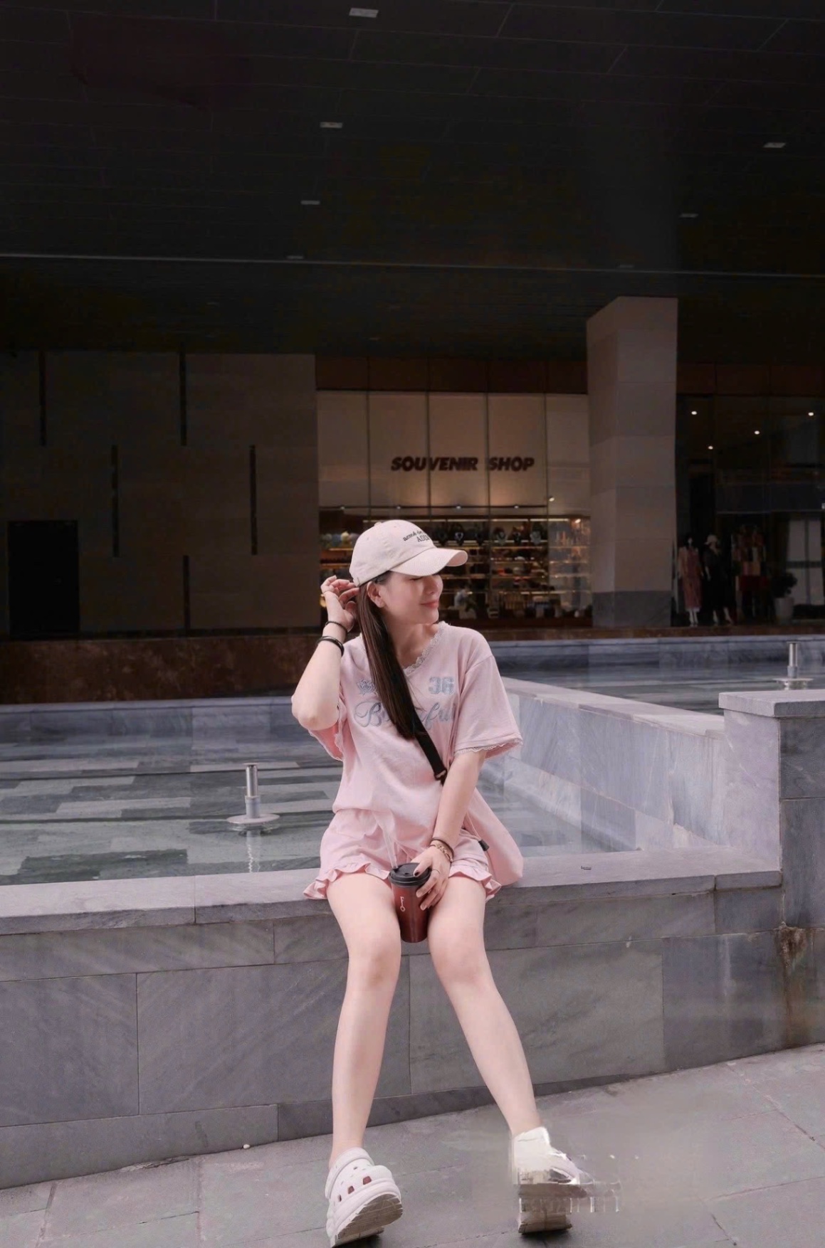 S985 - BỘ NỮ UMI CỔ TIM HỒNG PHỐI REN 36 VIỀN BÈO