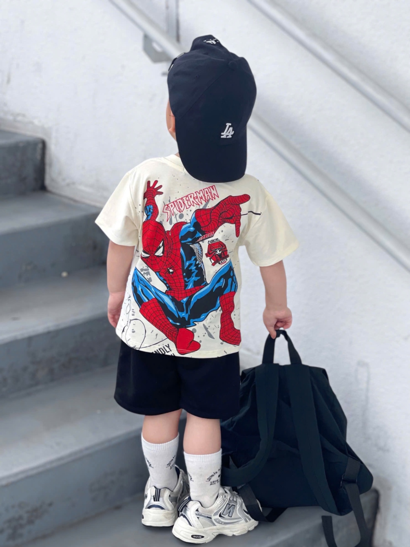 T666 - BỘ ĐÙI BÉ TRAI ÁO BE SPIDERMAN QUẦN ĐEN