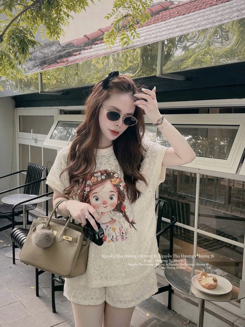 S981 - SET REN NỮ QC MÀU BE CÔ GÁI HOA QUẦN 2 LỚP