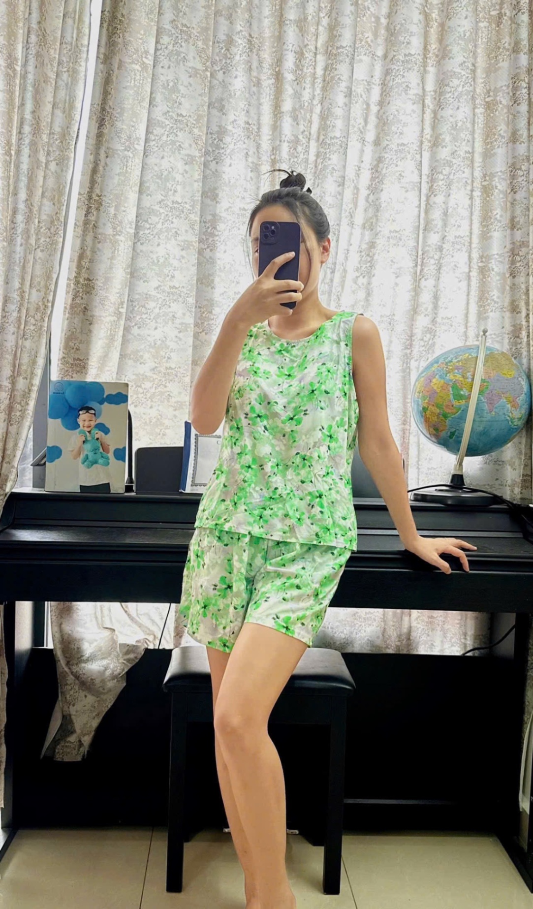 S988 - BỘ LANH ĐÙI NỮ HOA LÁ SÁT NÁCH