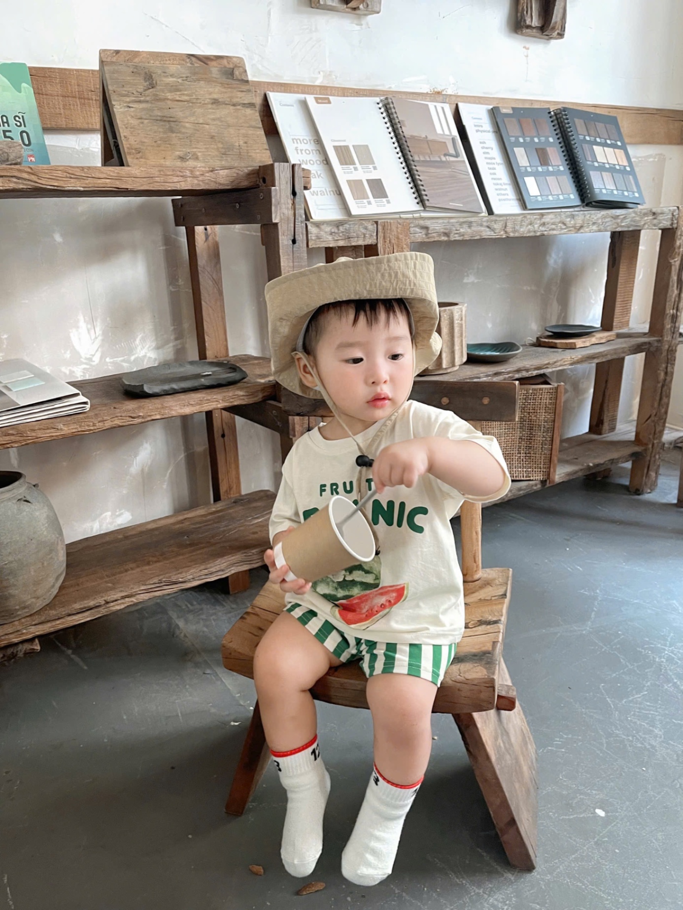 T671 - SET 2 BỘ ĐÙI BÉ TRAI ORGANIC ROWSTUDIO QUẦN SỌC