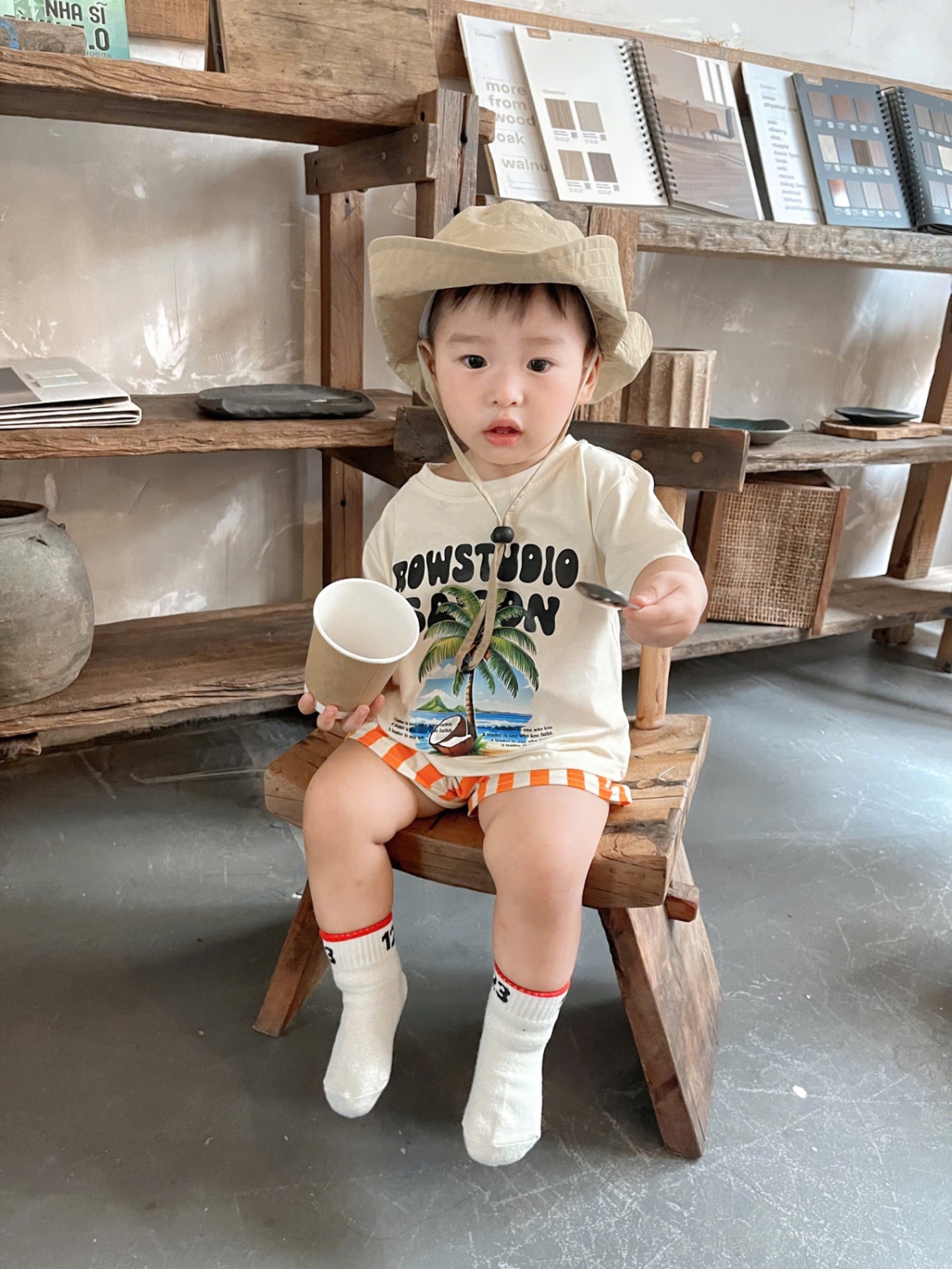T671 - SET 2 BỘ ĐÙI BÉ TRAI ORGANIC ROWSTUDIO QUẦN SỌC