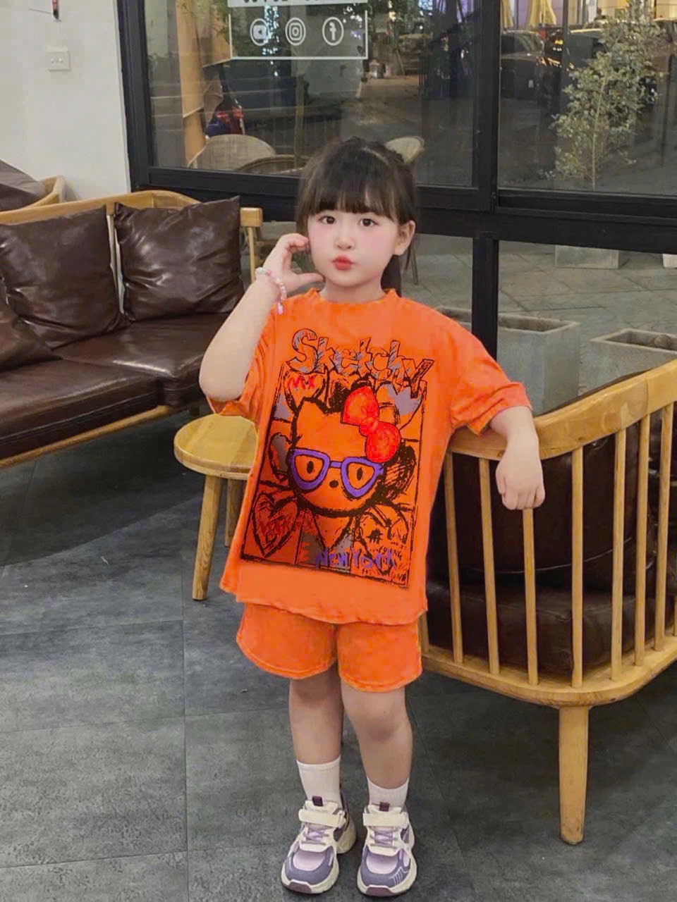 G598 - BỘ ĐÙI BÉ GÁI SIZE ĐẠI MÈO ĐEO KÍNH SKETCHY