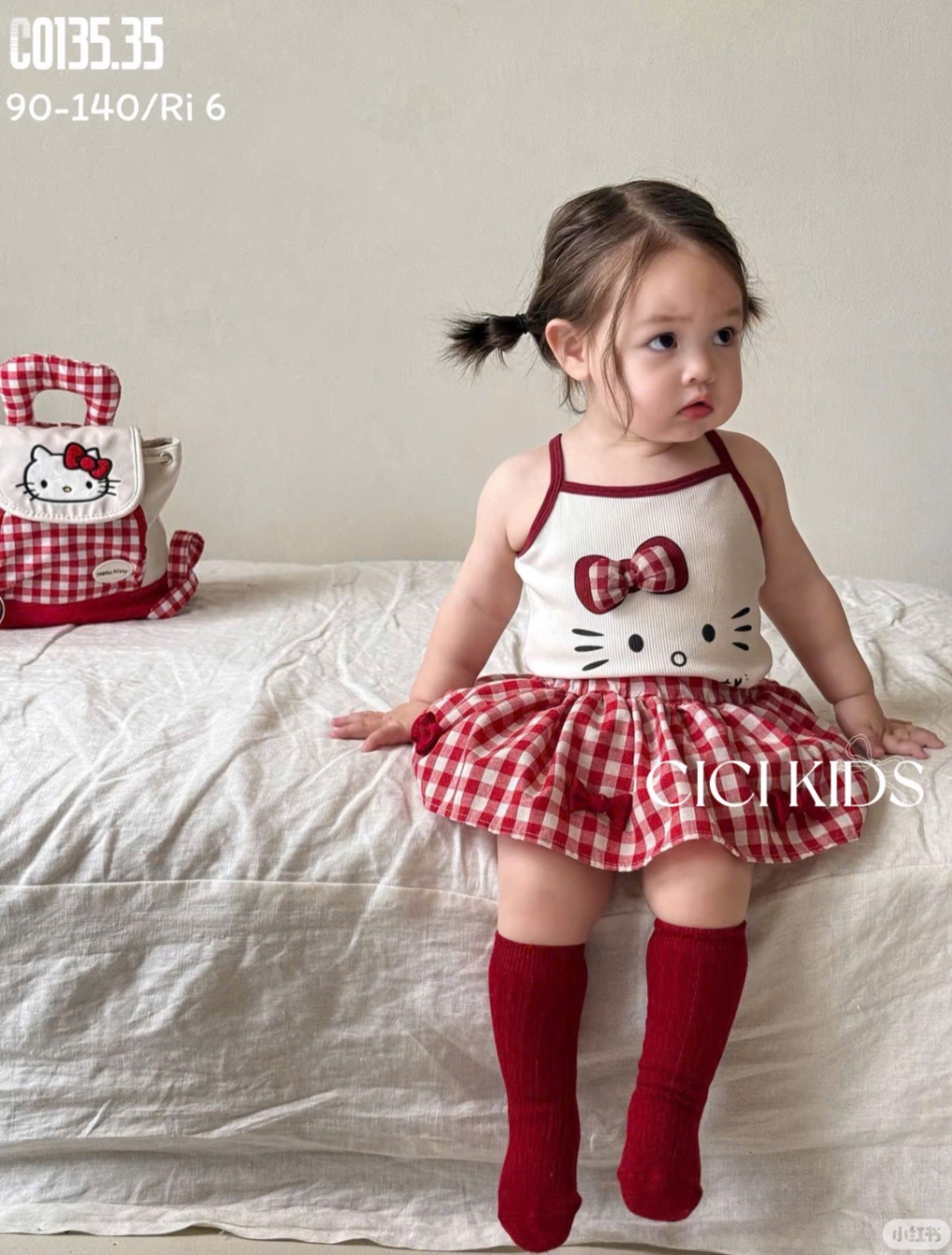 G600 - BỘ BÉ GÁI 2S ÁO TRẮNG KITTY NƠ NỔI
