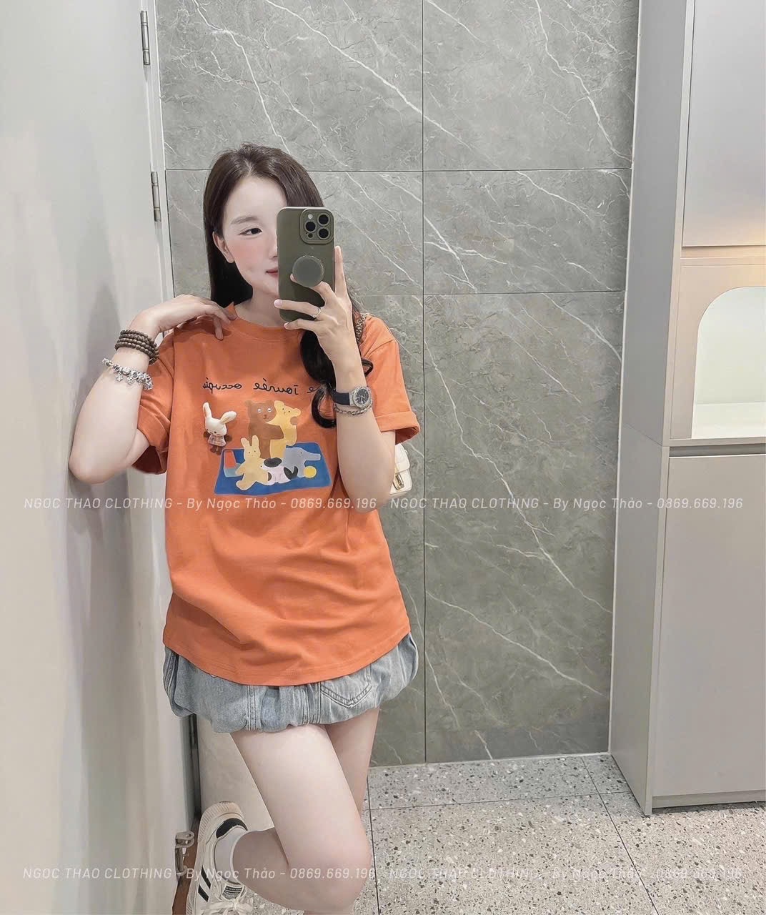 ANU213 - ÁO PHÔNG NỮ CAM GẤU une