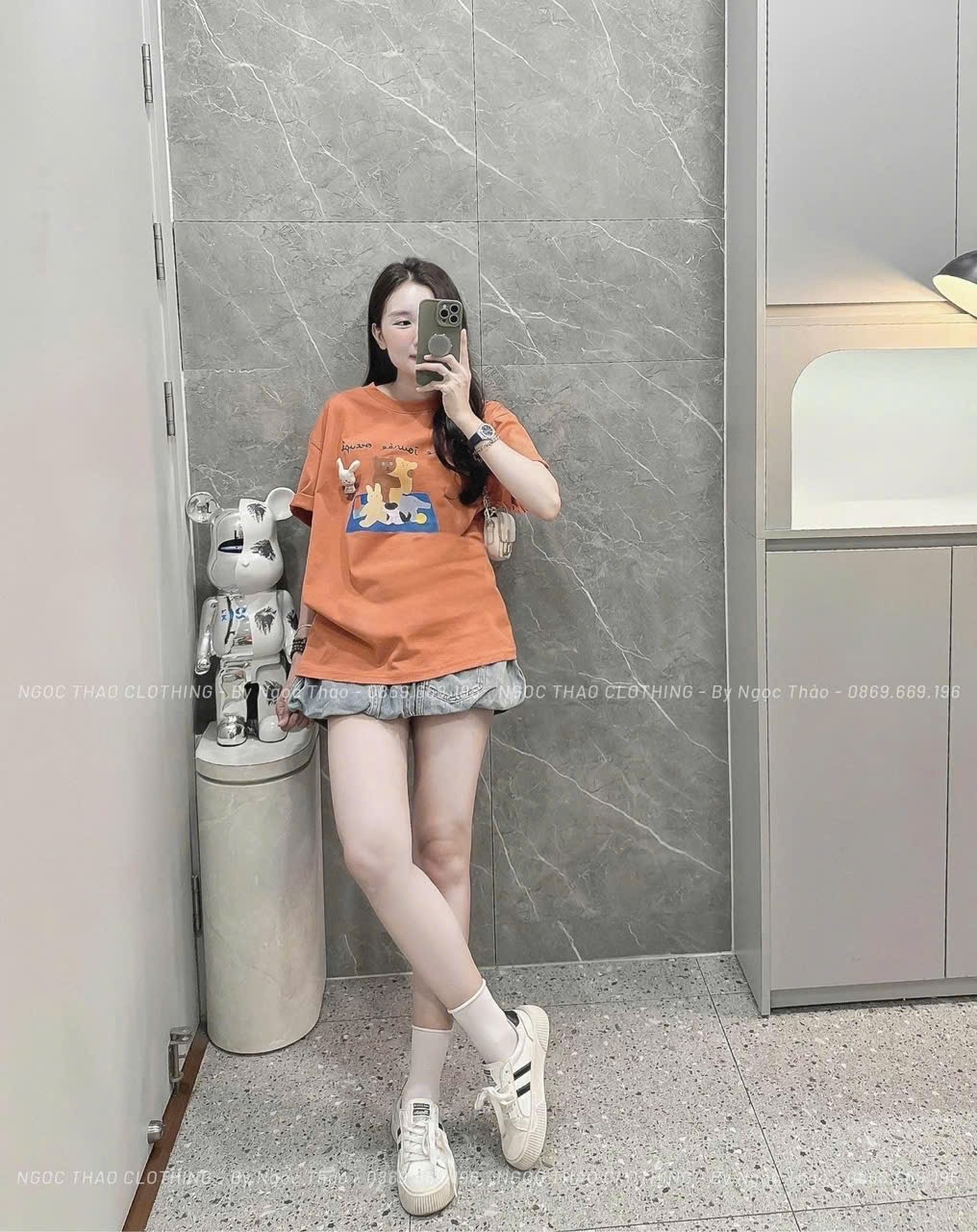 ANU213 - ÁO PHÔNG NỮ CAM GẤU une