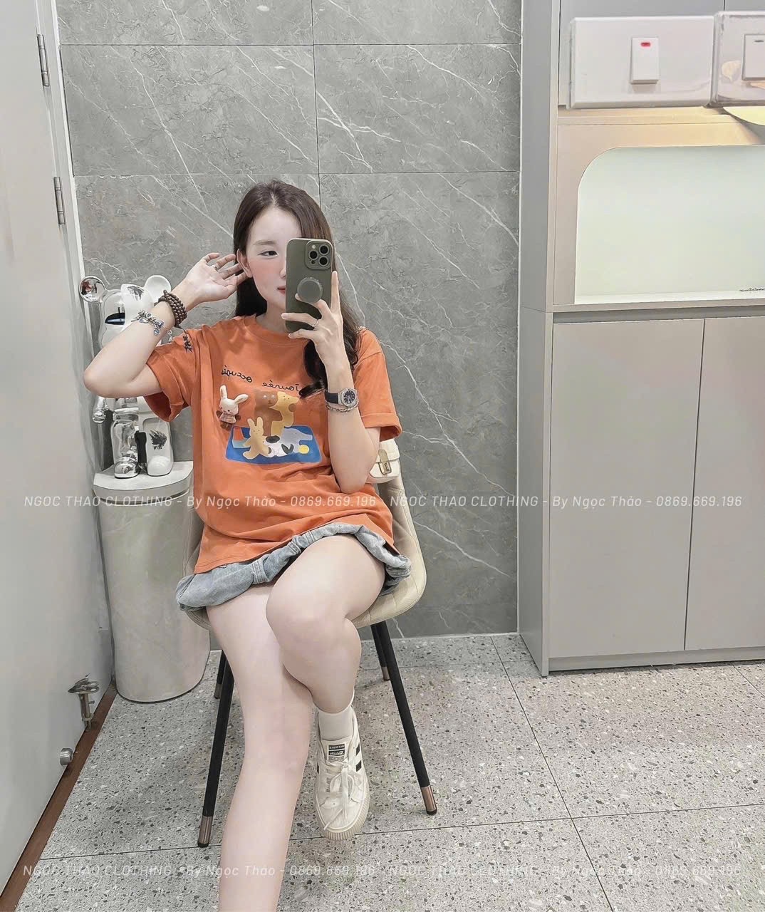 ANU213 - ÁO PHÔNG NỮ CAM GẤU une