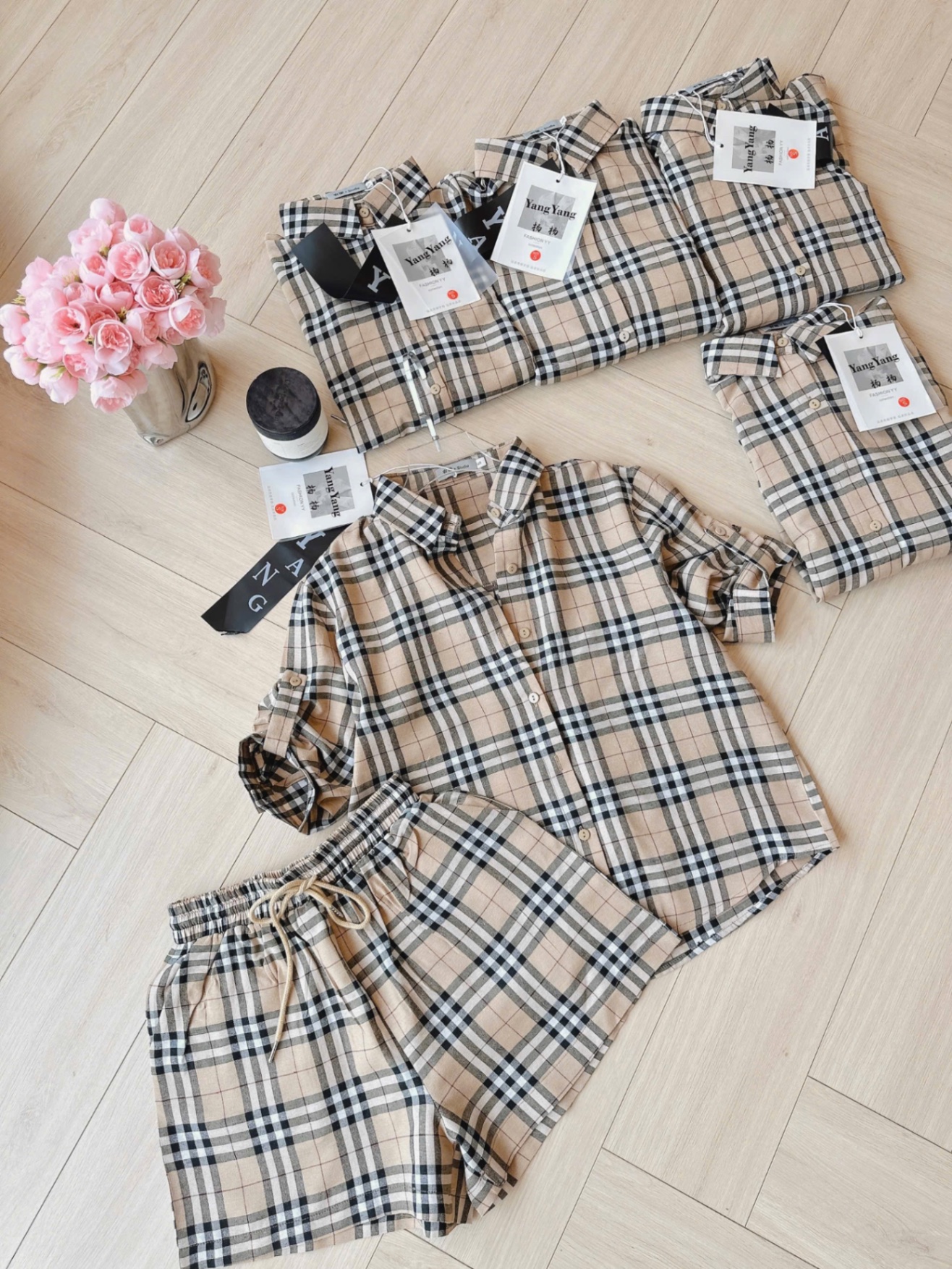 S001 - SET ĐÙI NỮ ÁO SƠ MI BBR TAY KHUY