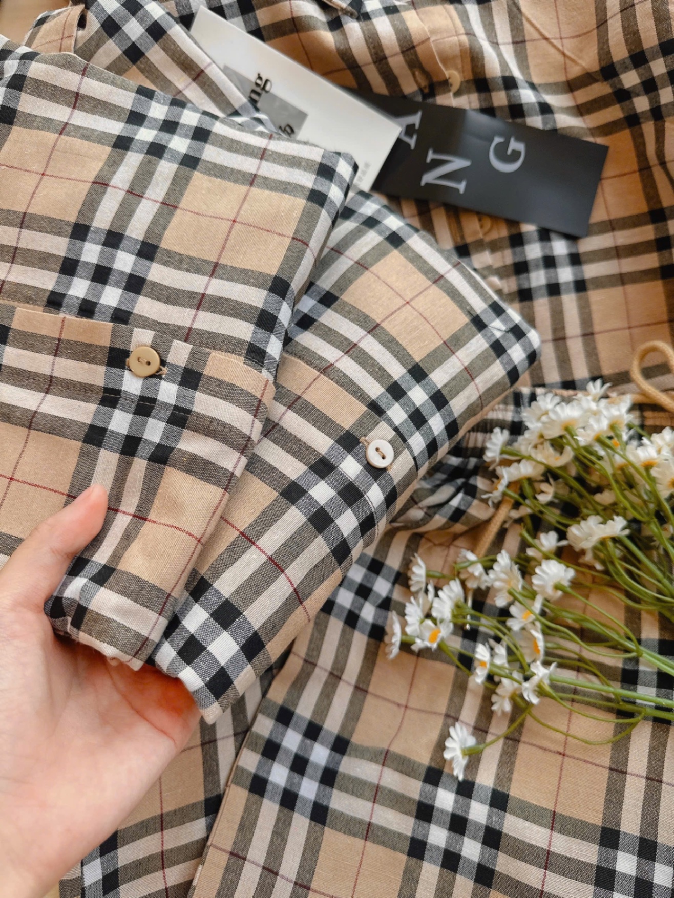 S001 - SET ĐÙI NỮ ÁO SƠ MI BBR TAY KHUY