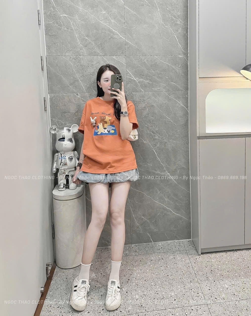 ANU213 - ÁO PHÔNG NỮ CAM GẤU une
