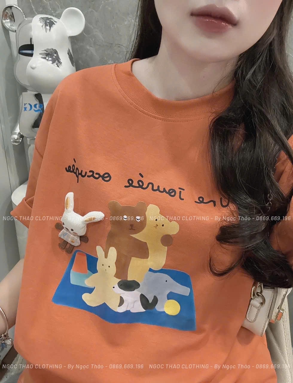 ANU213 - ÁO PHÔNG NỮ CAM GẤU une