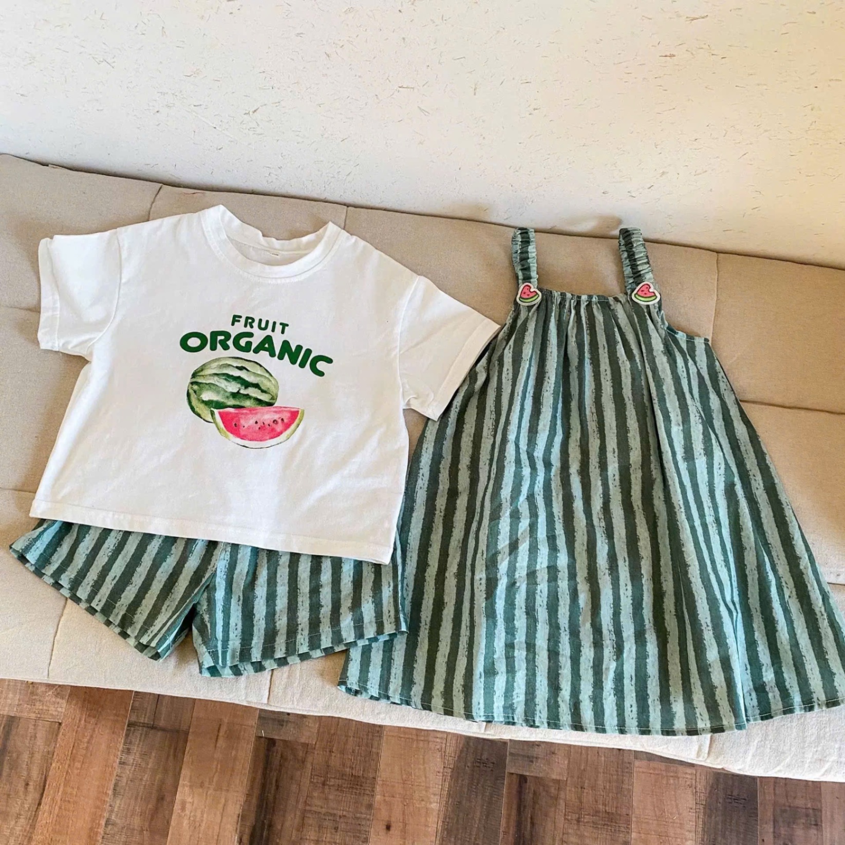 G604 - BỘ ĐÔI BÉ TRAI GÁI ORGANIC DƯA HẤU