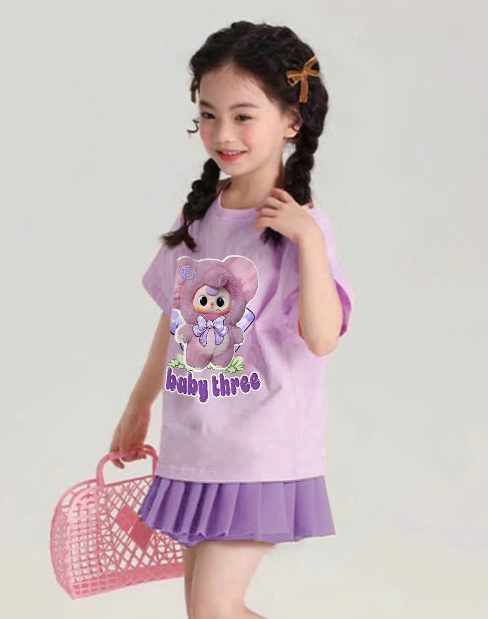 G610 - SET BÉ GÁI SIZE ĐẠI ÁO TÍM BABY3 CVAY XẾP LI
