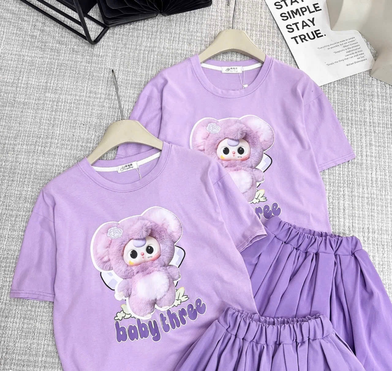 G610 - SET BÉ GÁI SIZE ĐẠI ÁO TÍM BABY3 CVAY XẾP LI