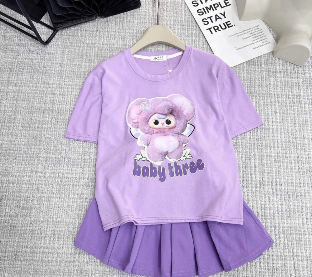 G610 - SET BÉ GÁI SIZE ĐẠI ÁO TÍM BABY3 CVAY XẾP LI