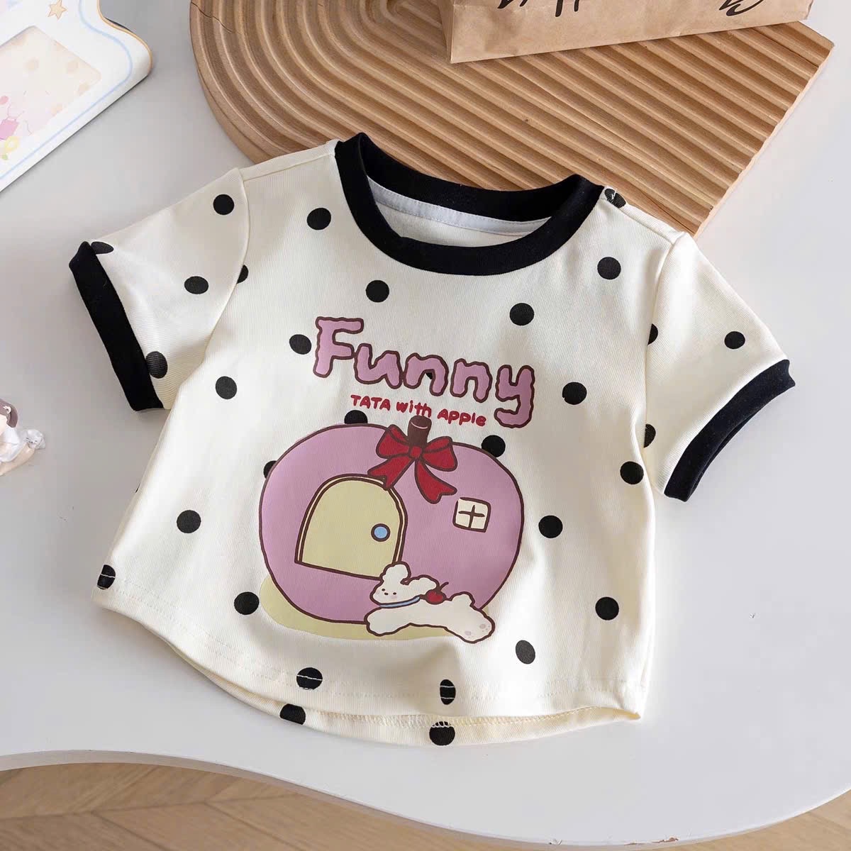 AB719 - SET 4 ÁO BÉ GÁI CỘC KITTY GẤU PUPPY HỒNG