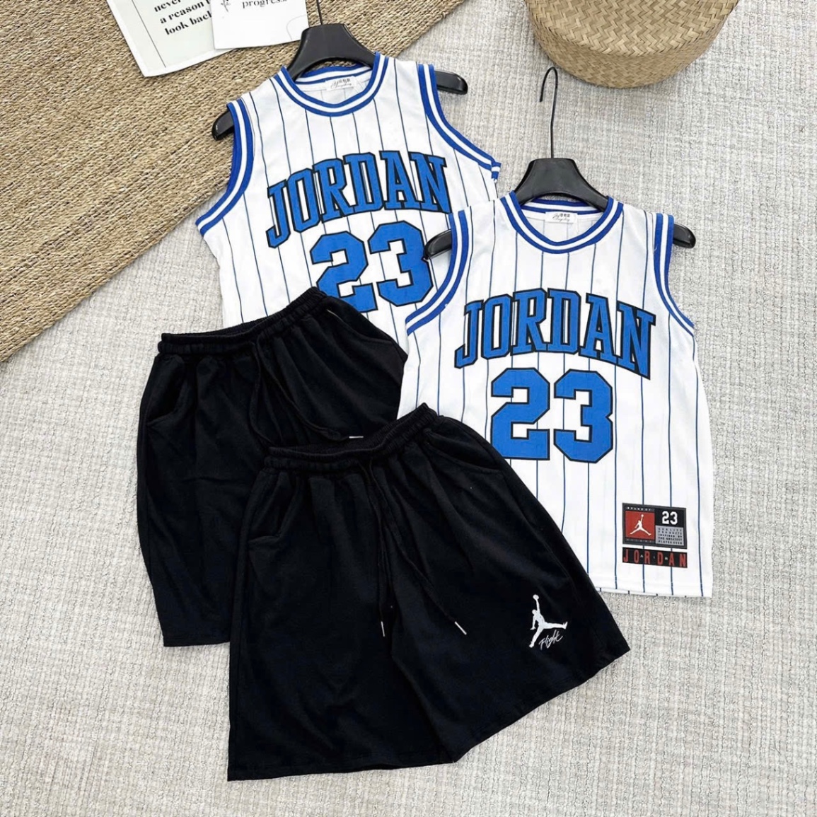 T687 - BỘ ĐÙI BÉ TRAI SIZE ĐẠI ÁO BA LỖ TRẮNG JORDAN 23