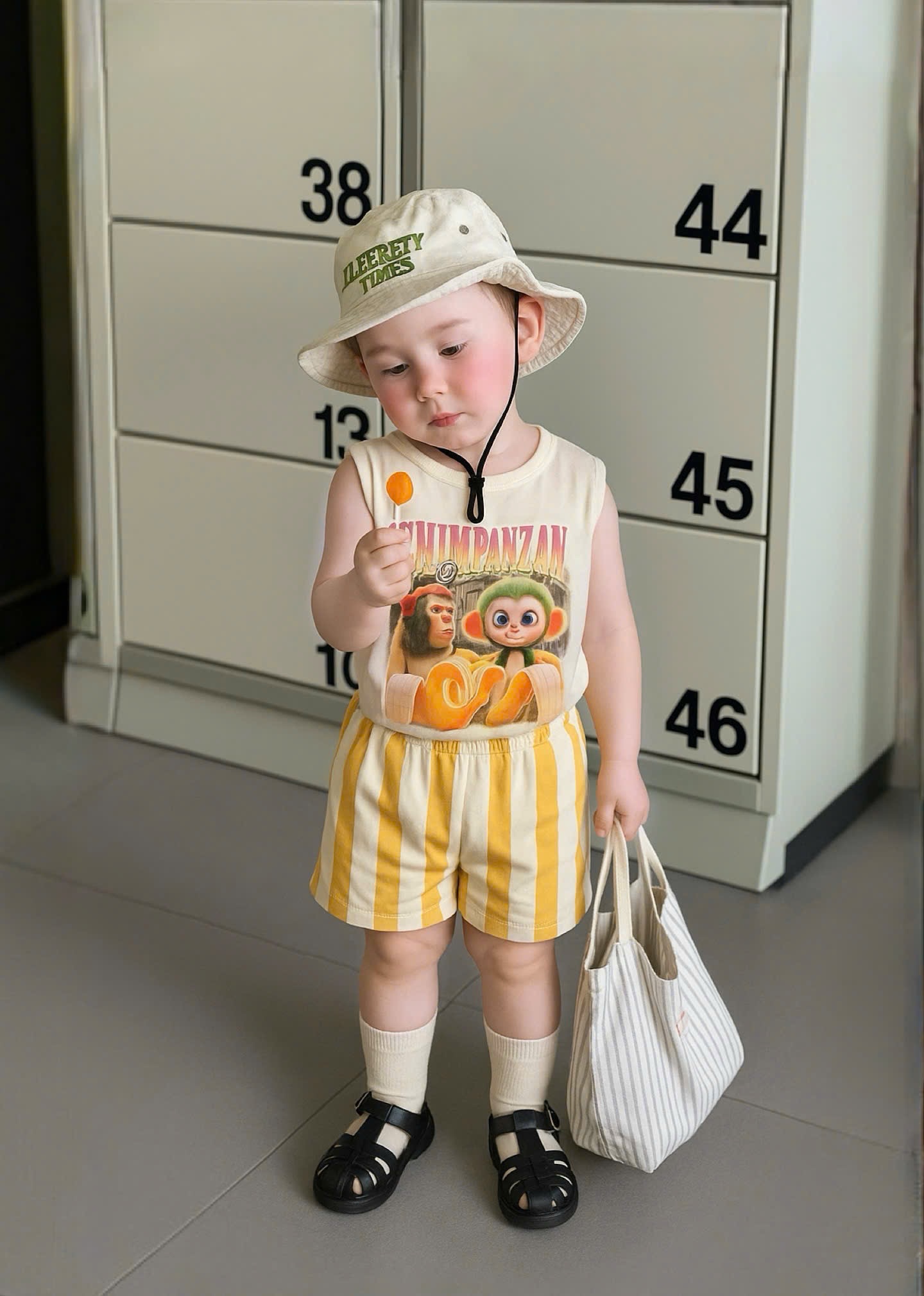 T696 - BỘ ĐÙI BÉ TRAI ÁO BA LỖ BE KHỈ CHIMPAZINI