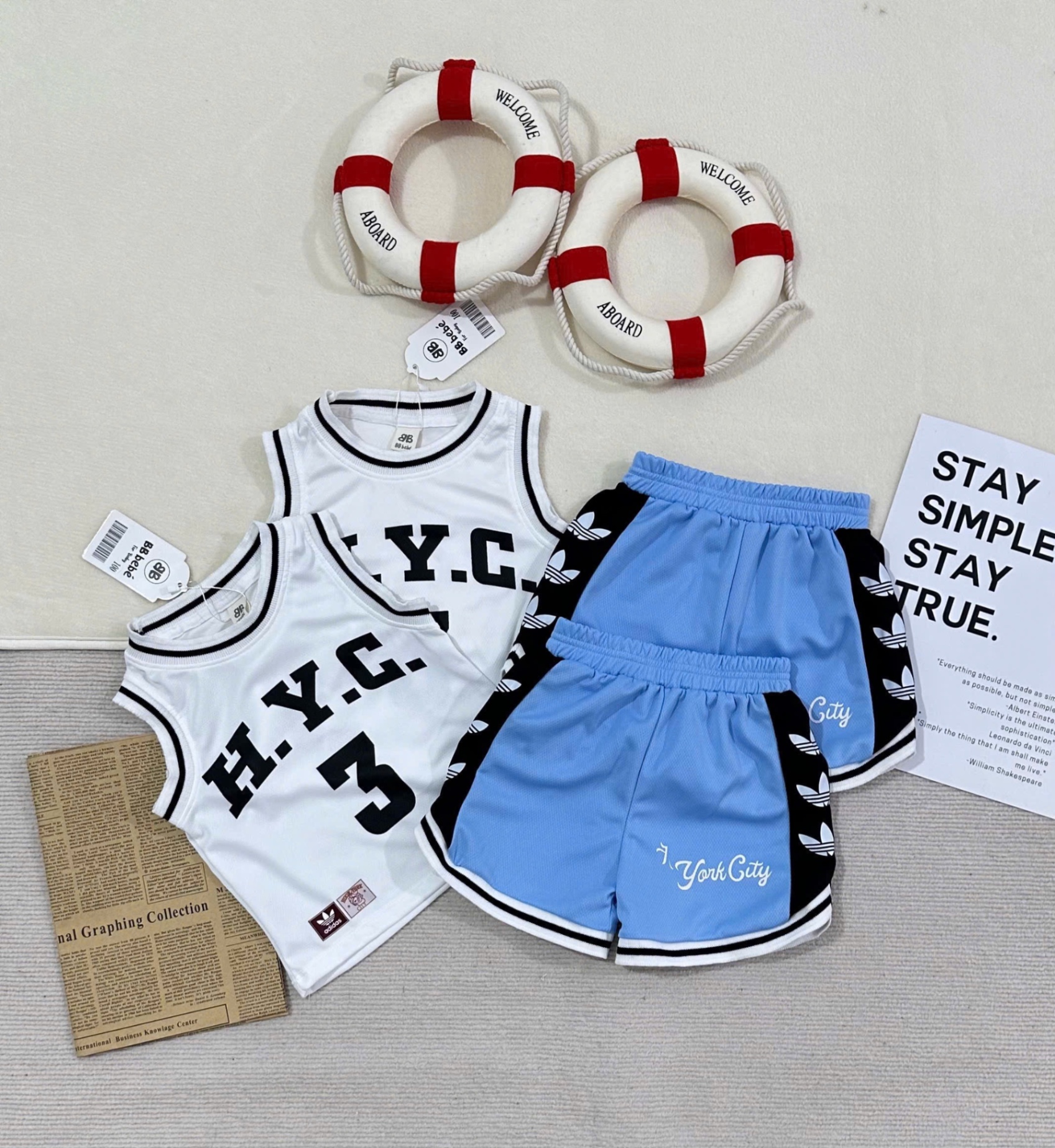 T698 - BỘ ĐÙI BÉ TRAI THÔNG HƠI TRẮNG HYC 3 QUẦN XANH