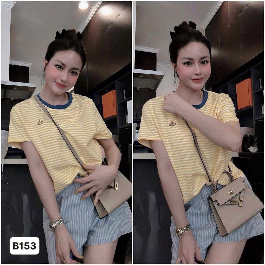 S024 - SET ÁO VÀNG KẺ NGANG THÊU QUẦN SỌC hàng xưởng