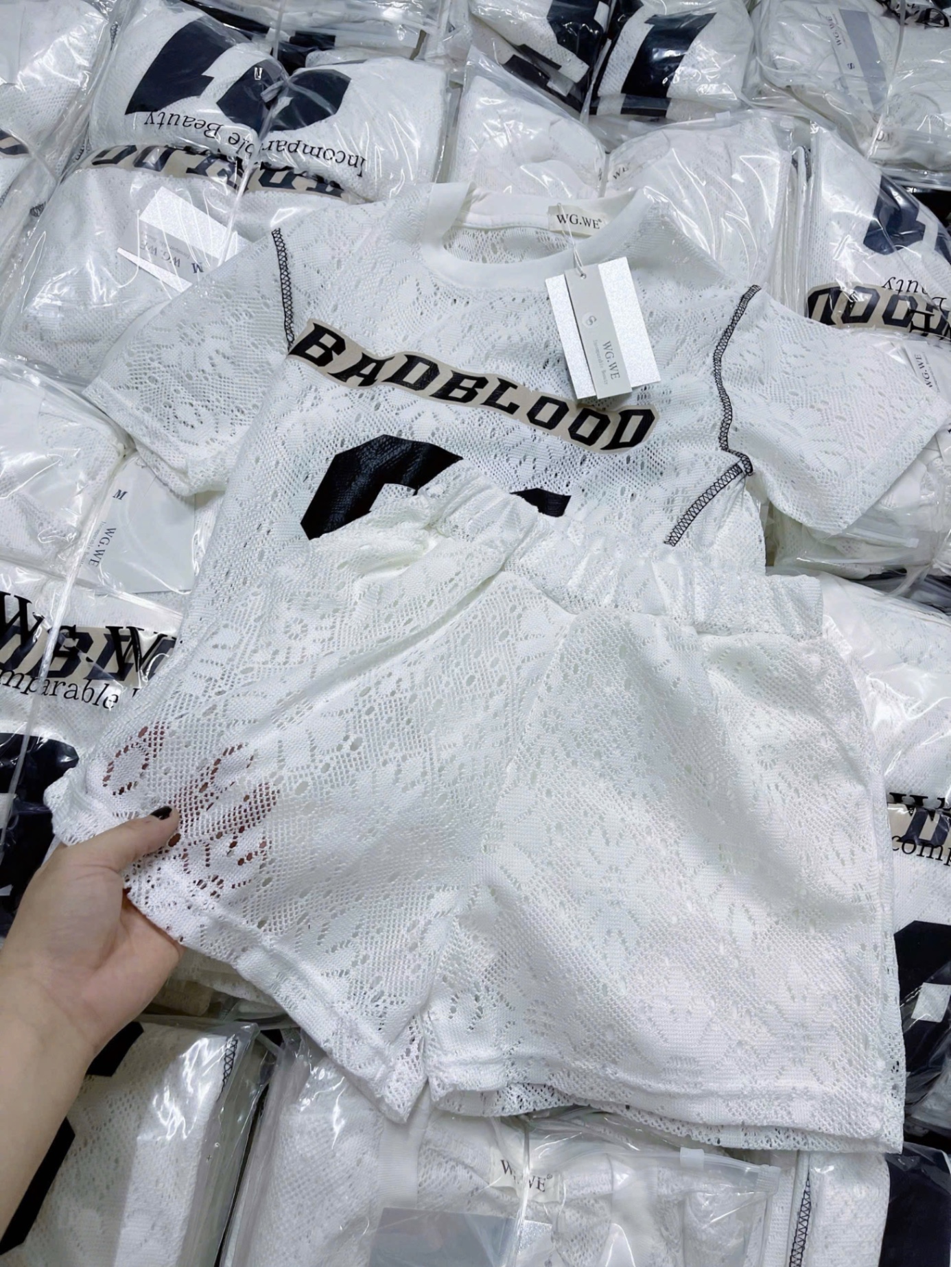 S025 - BỘ ĐÙI NỮ REN HOA TRẮNG BADBLOOD 91