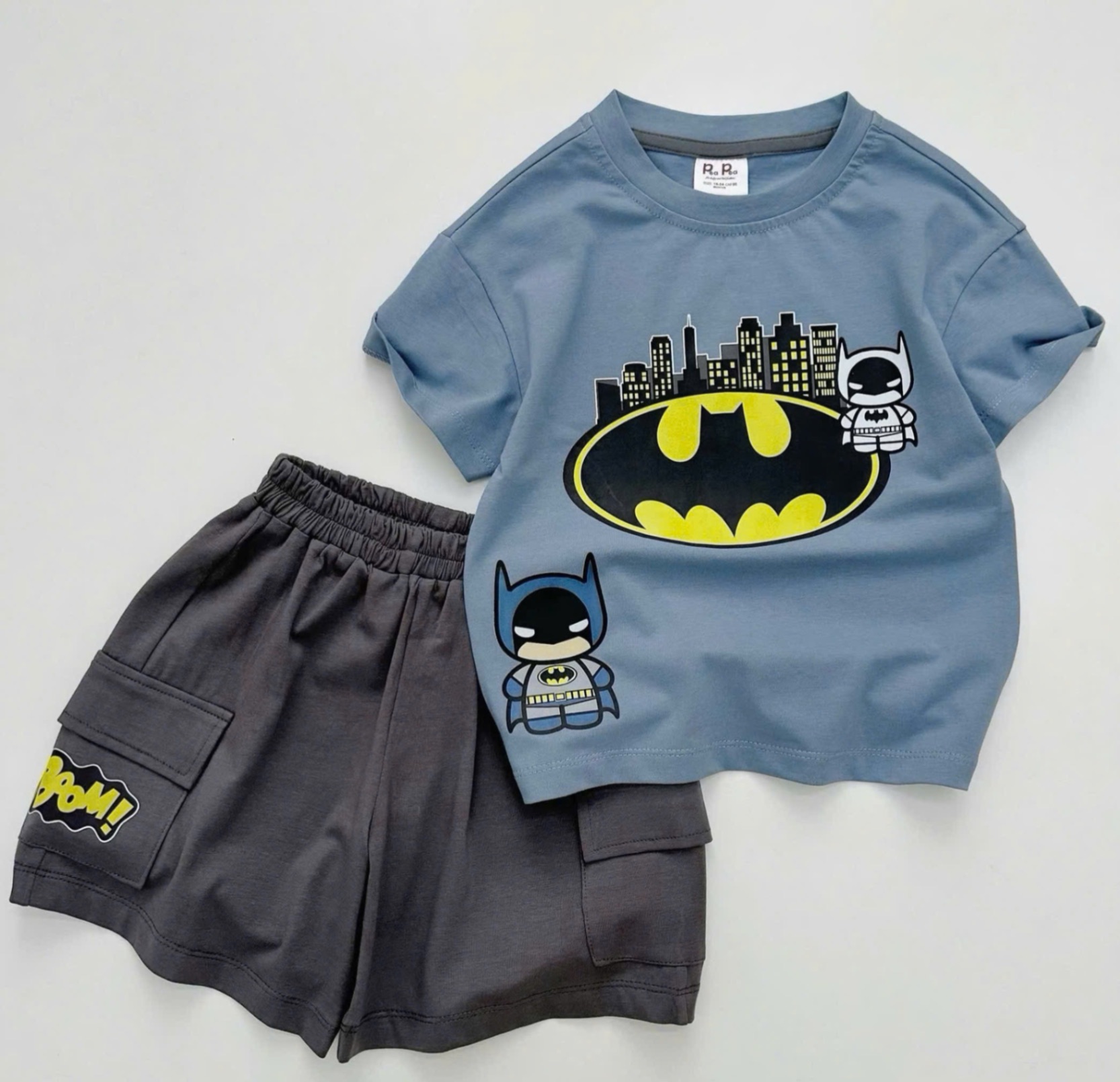 T707 - BỘ ĐÙI BÉ TRAI ÁO XANH BATMAN QUẦN XÁM