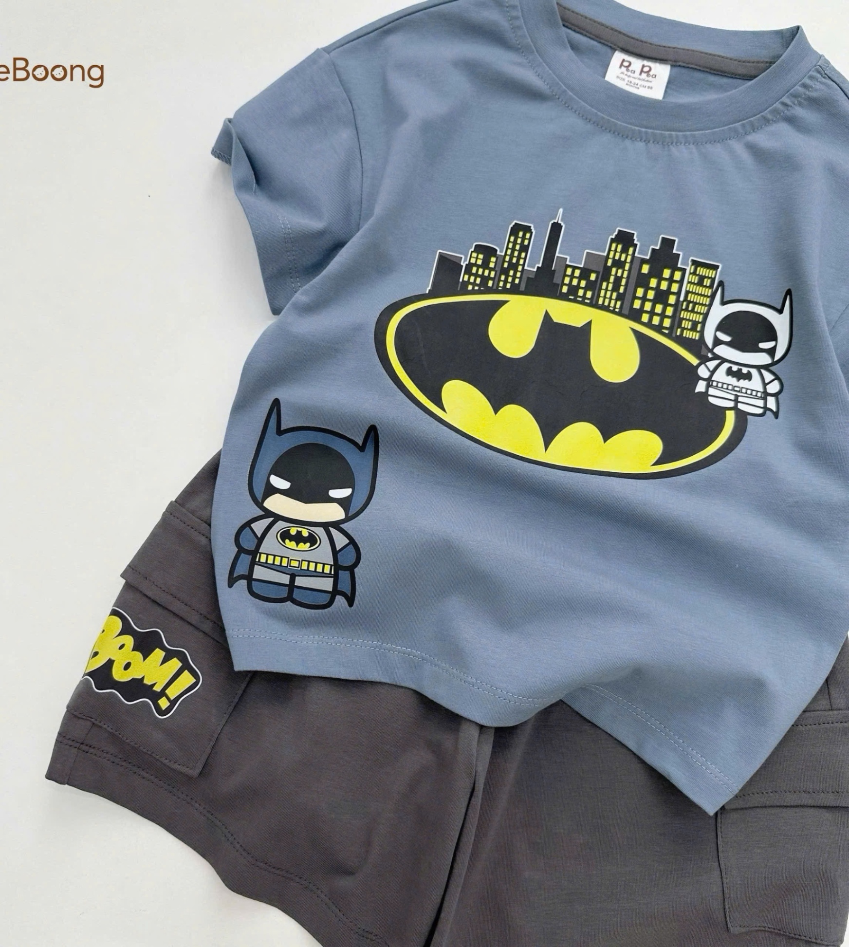 T707 - BỘ ĐÙI BÉ TRAI ÁO XANH BATMAN QUẦN XÁM
