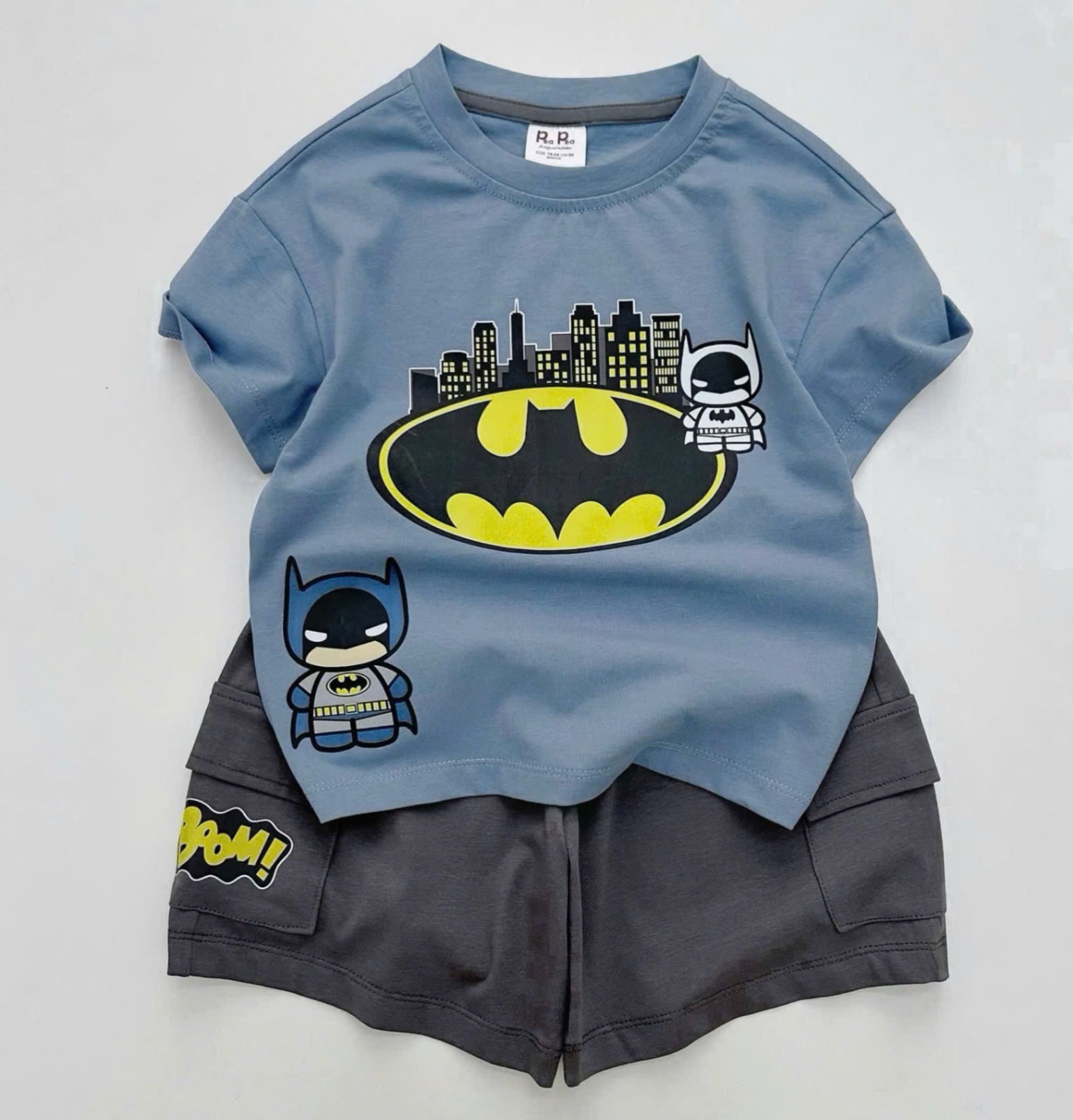 T707 - BỘ ĐÙI BÉ TRAI ÁO XANH BATMAN QUẦN XÁM