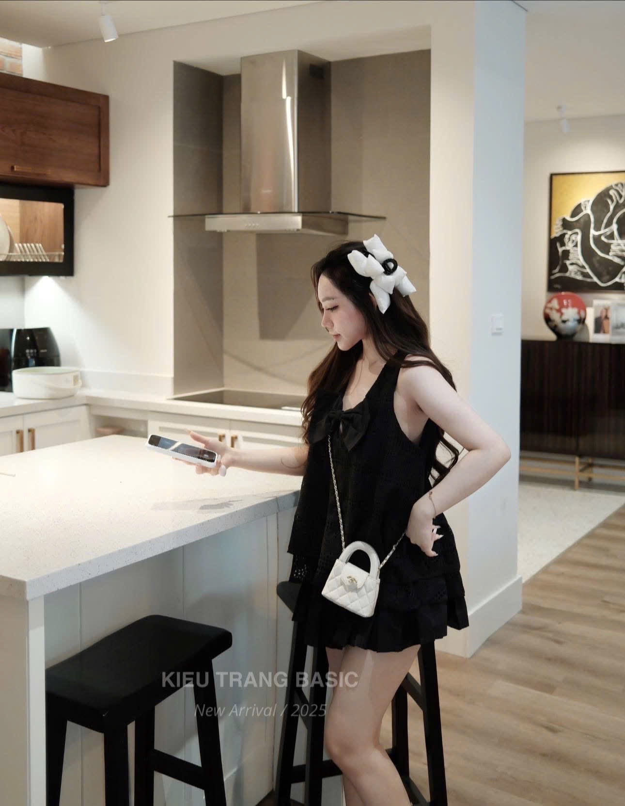S033 - SET ÁO BA LỖ REN NƠ NGỰC CVAY XẾP LY
