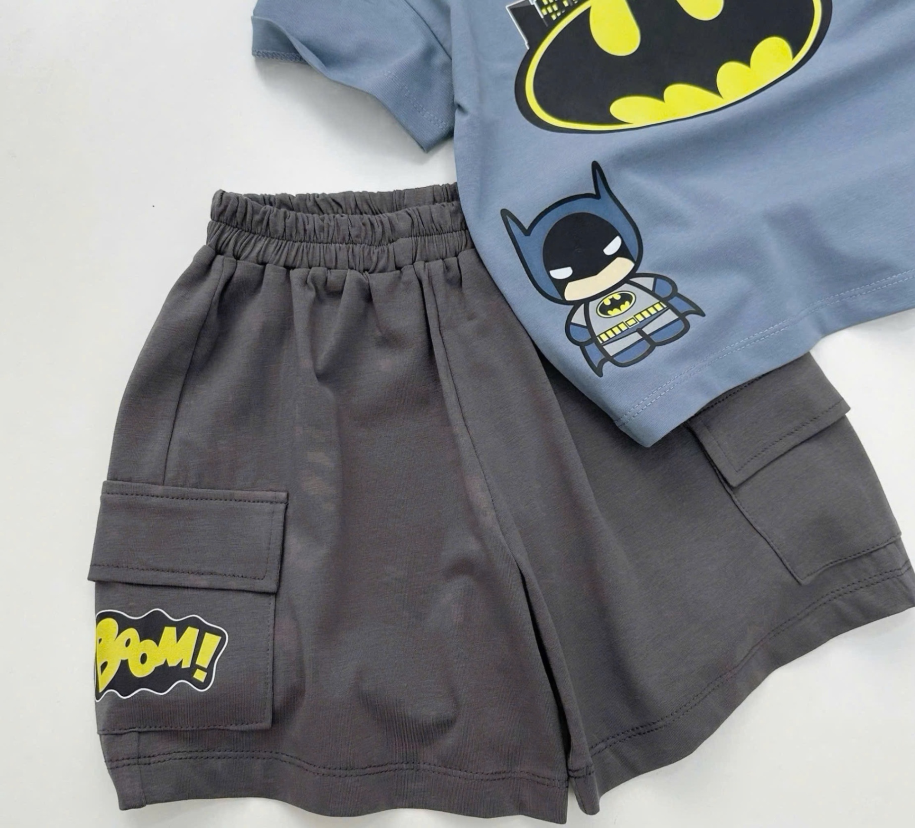 T707 - BỘ ĐÙI BÉ TRAI ÁO XANH BATMAN QUẦN XÁM