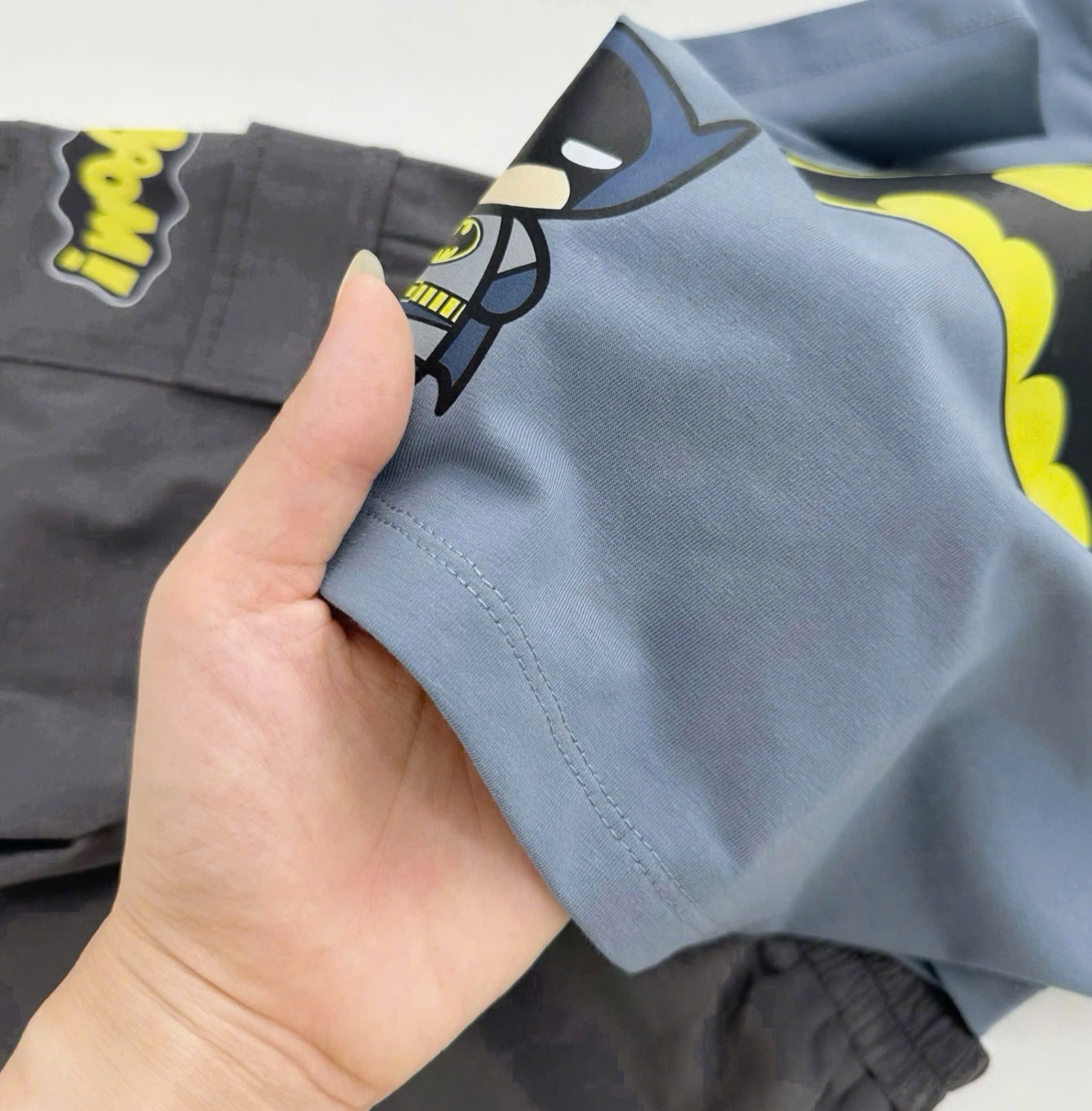 T707 - BỘ ĐÙI BÉ TRAI ÁO XANH BATMAN QUẦN XÁM