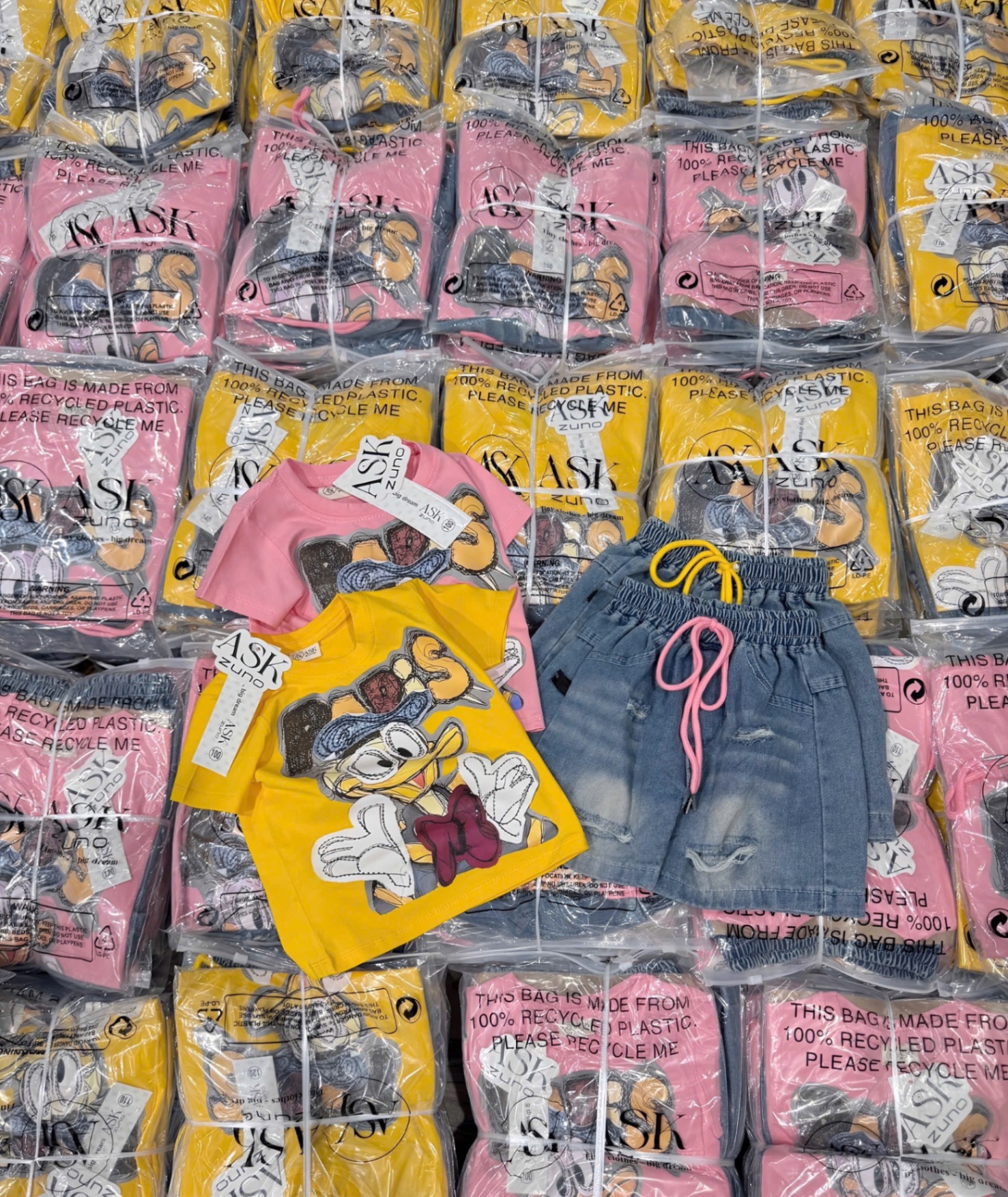 G619 - BỘ BÉ GÁI ÁO CỘC VỊT PARIS QUẦN BÒ